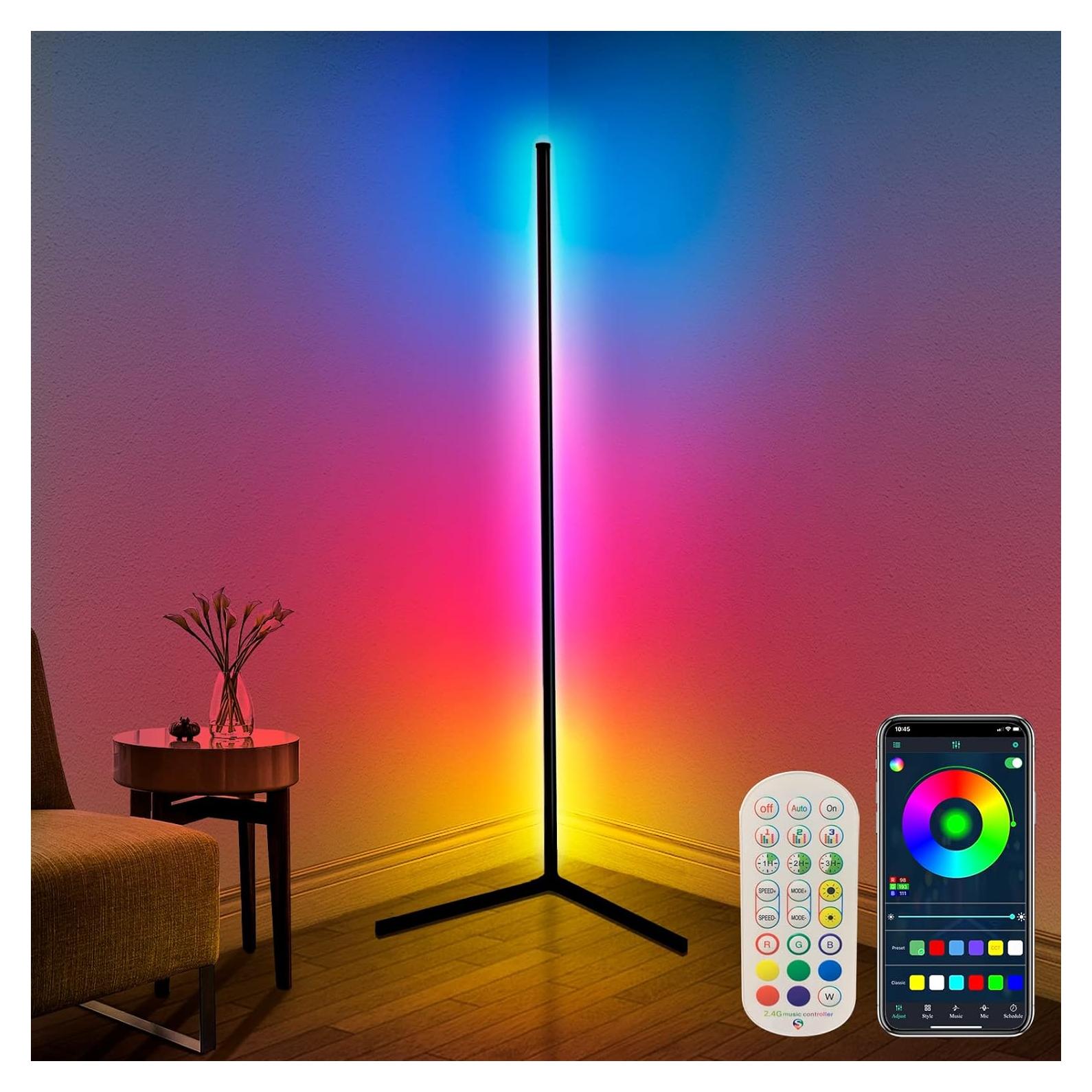 Lámpara de Pie LED RGB LanSuper 165 cm Control Remoto