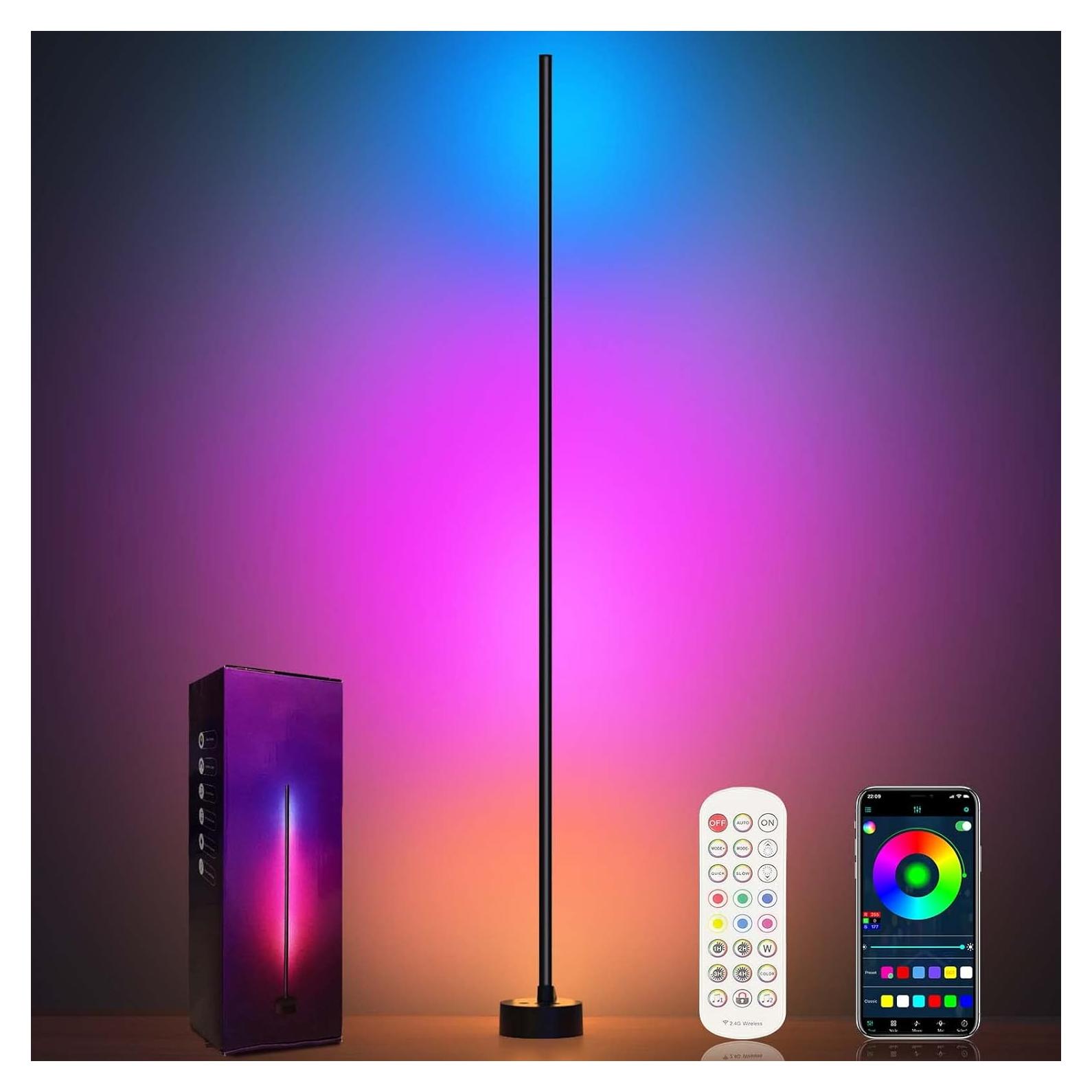 Lámpara de Esquina LED RGB Miortior 139.9 cm Control Remoto