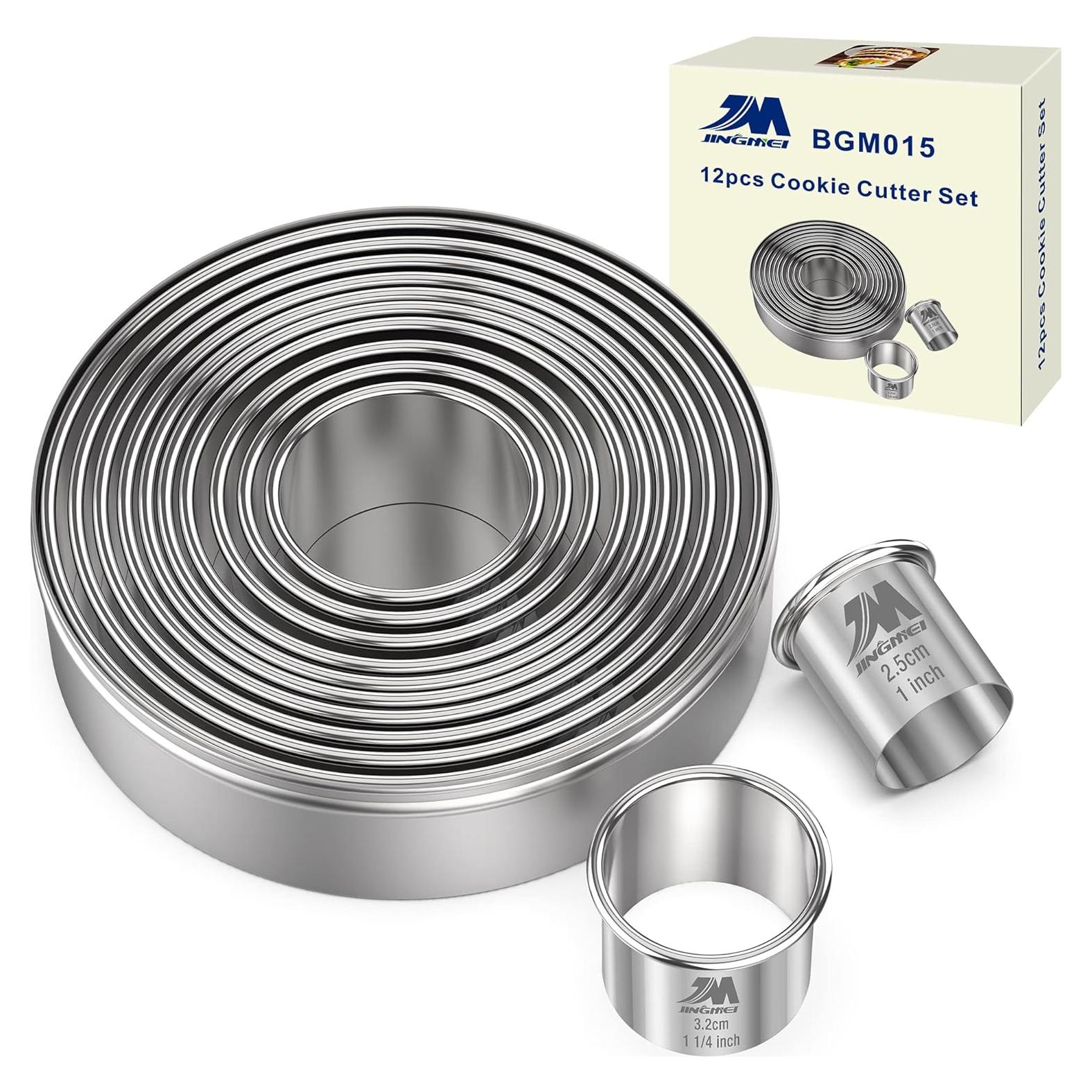 Juego de Cortadores de Galletas Redondos M JINGMEI 12 Piezas