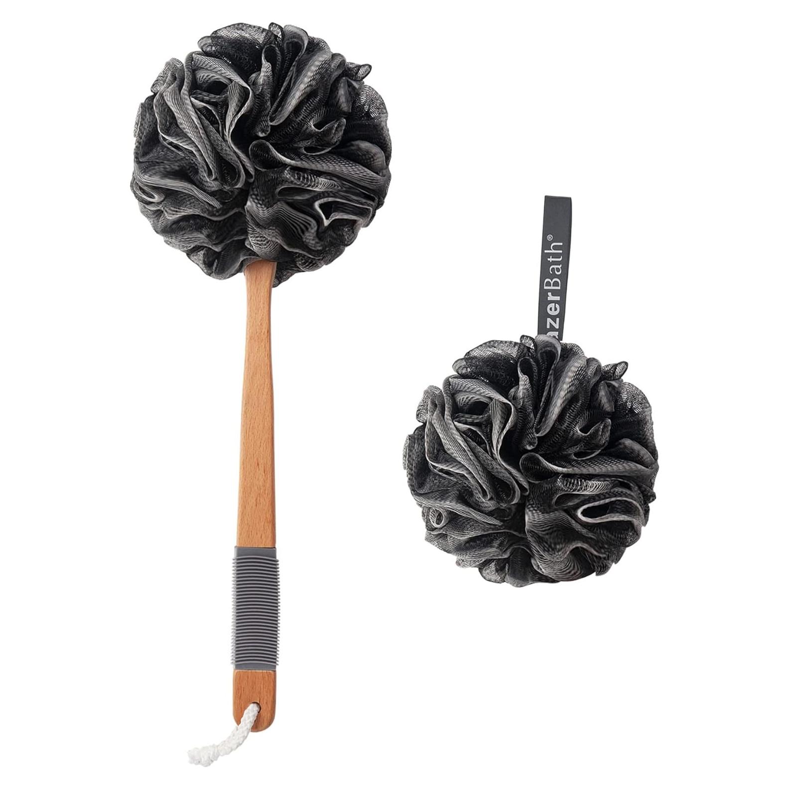Esponja de Ducha AmazerBath con Mango de Madera 43 cm - Negra