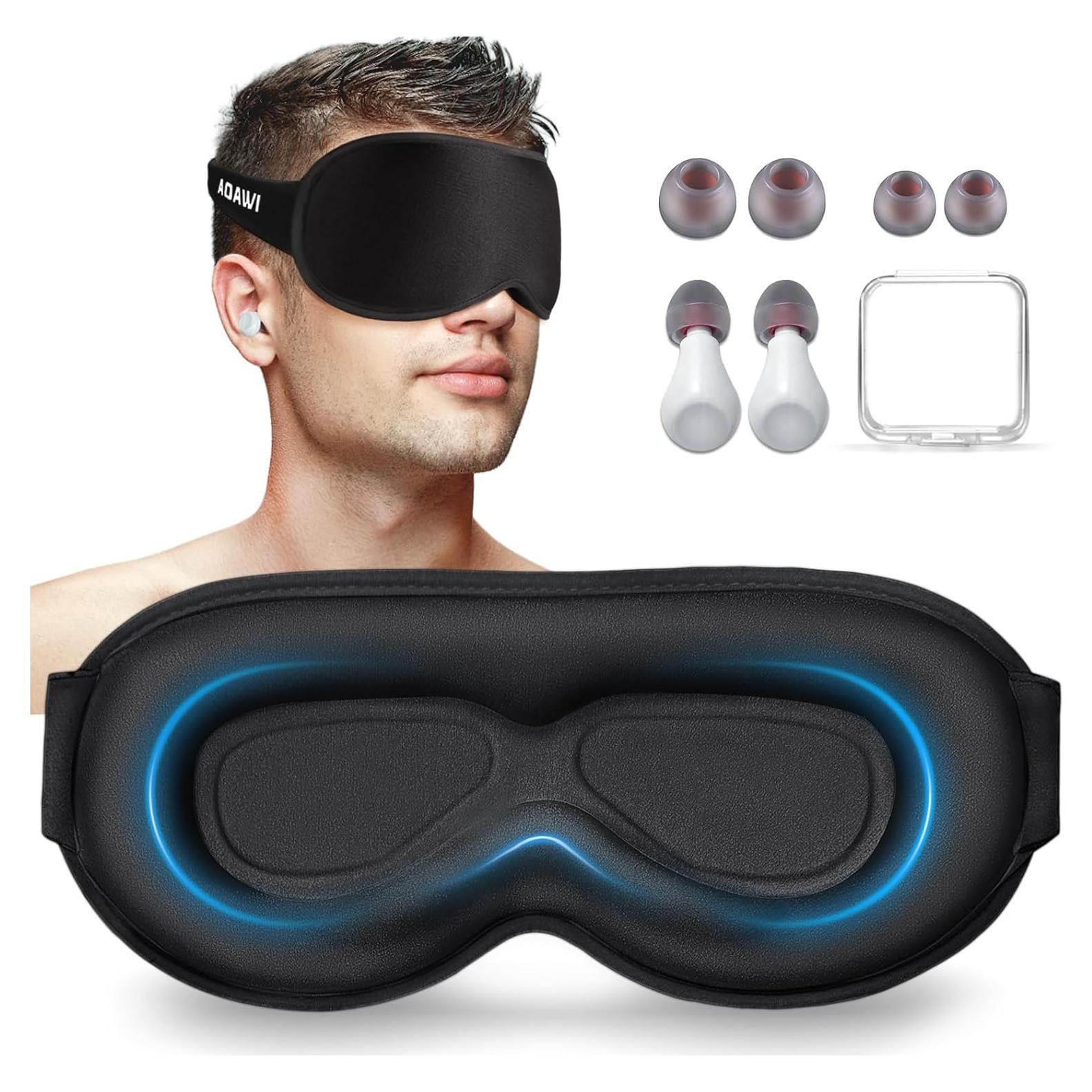 Máscara de Ojos 3D AOAWI Ajustable con Tapones Silicona