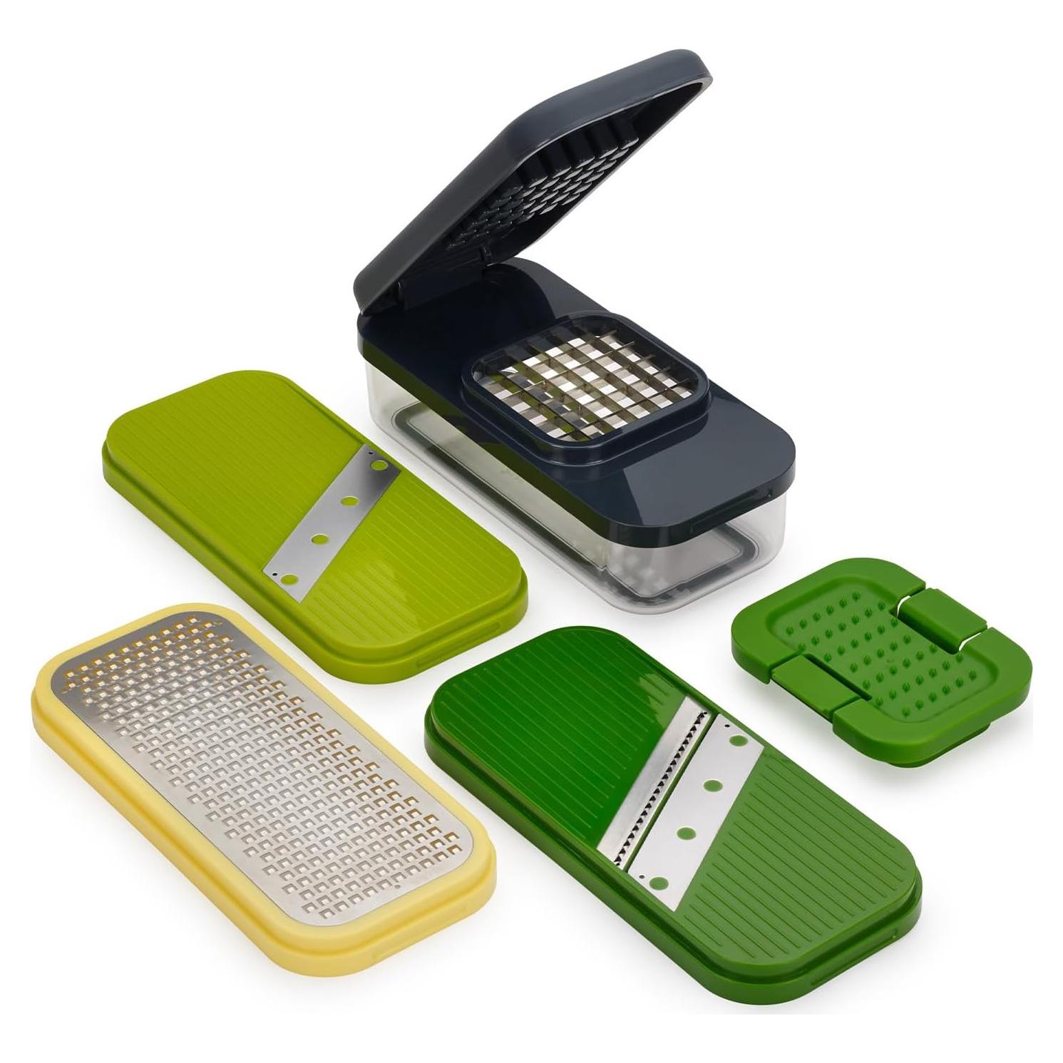 Joseph Joseph Multi-Prep Compact 4-in-1 Multifunctional Set, Kitchen Vegetable Chopper & Dicer, Cheese Grater, Mandoline Veggie Slicer, Food Julienne Cutter with Container