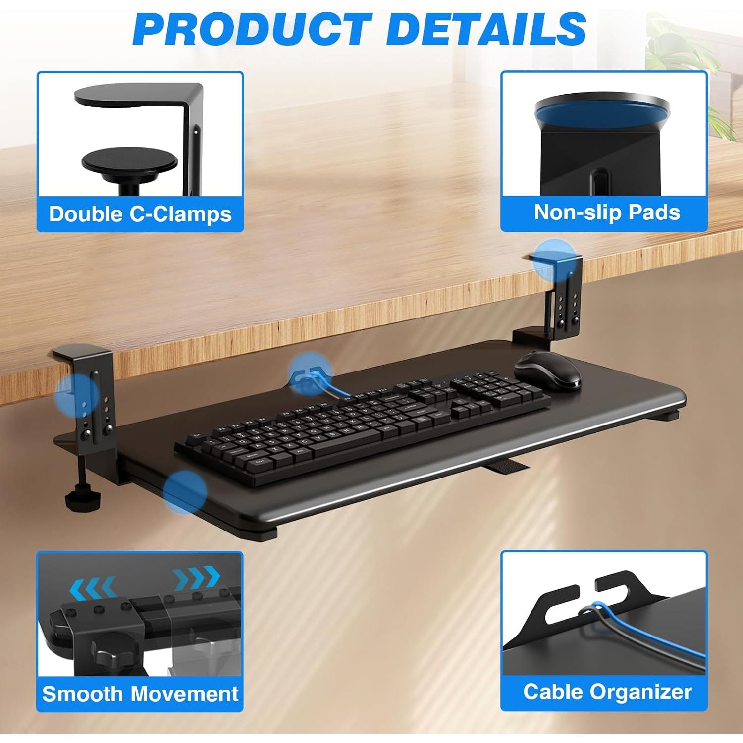 Bandeja para Teclado Rfiver Ajustable 65x33 cm Negra