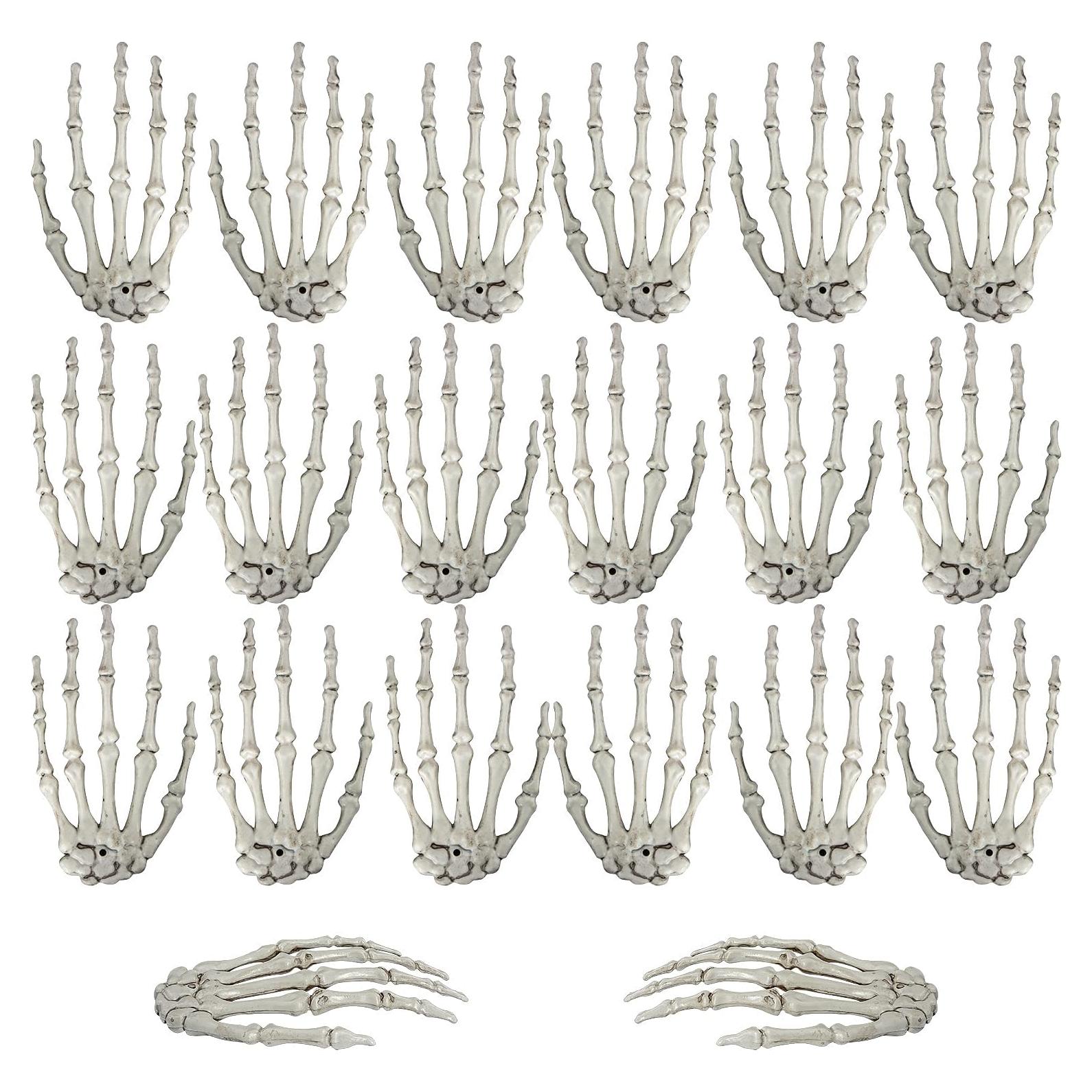 XONOR 10 Pares Manos Esqueléticas de Plástico Halloween 39.37cm