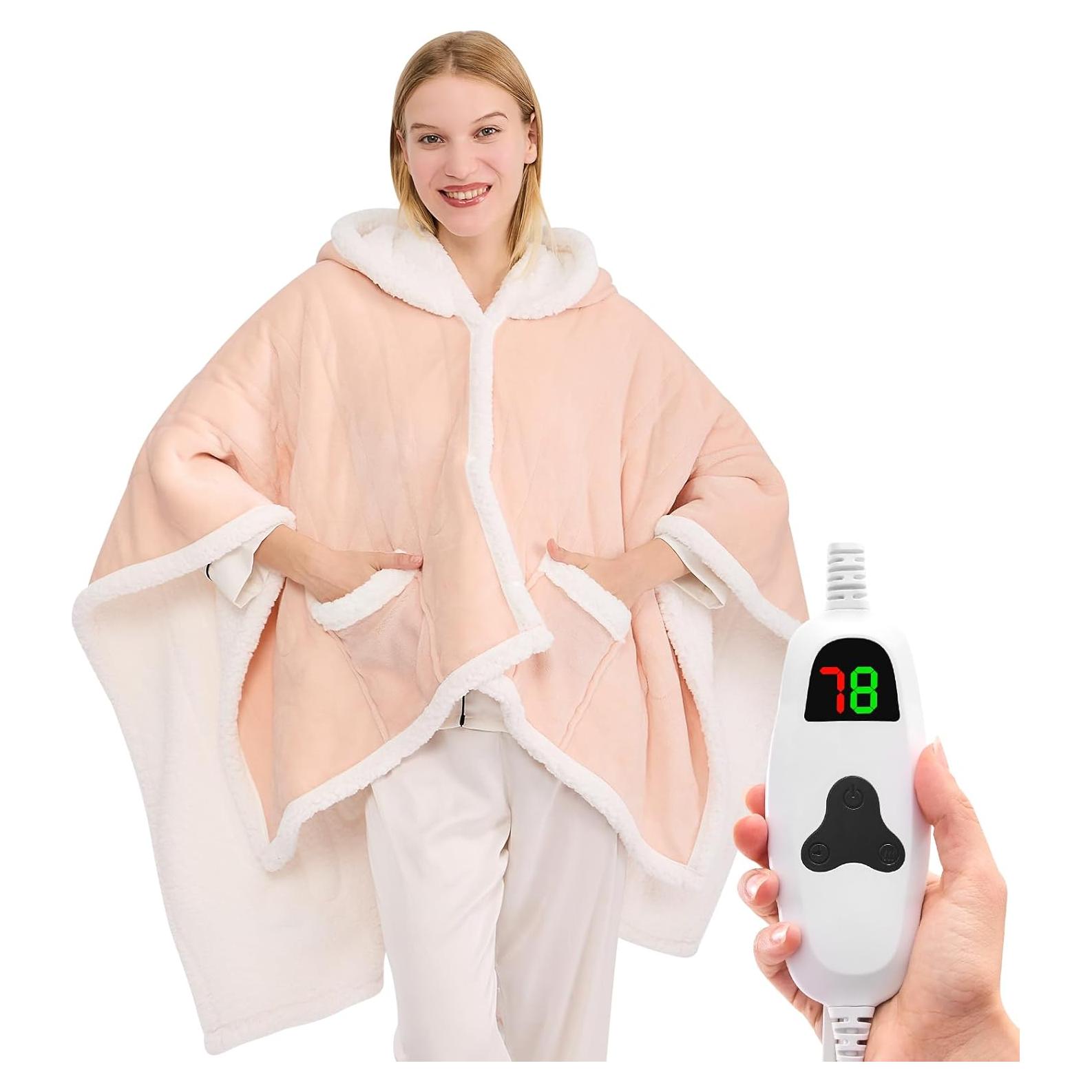 Manta Térmica Eléctrica Greenoak Rosa 127x152 cm con Capucha