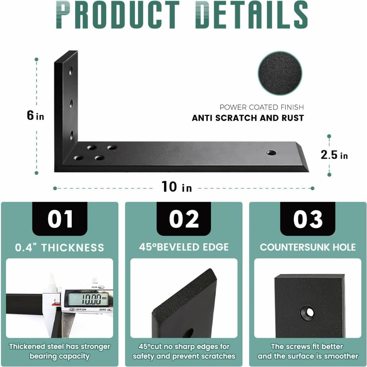 Soportes de Encimera en L WINKER 10" x 6" x 2.5" 2 Paquete