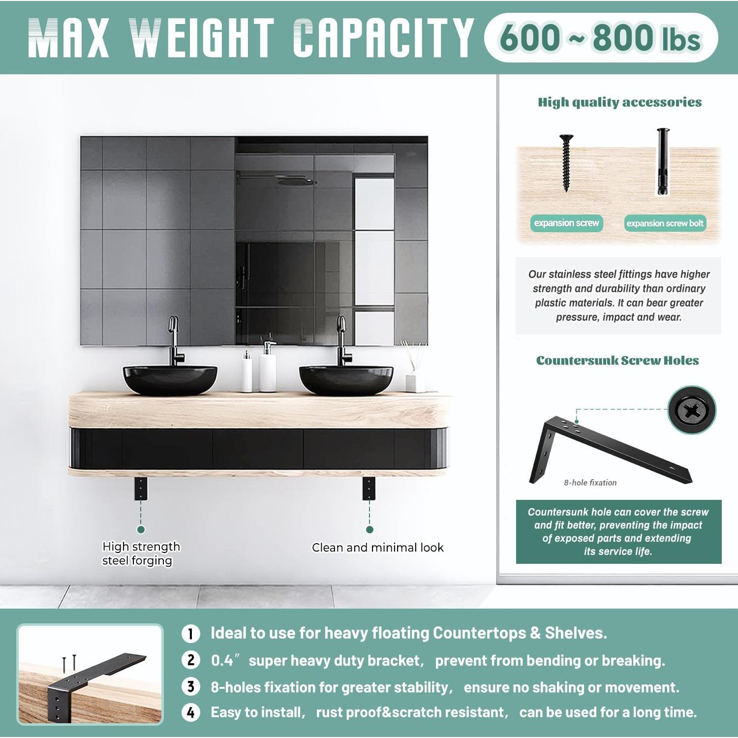 Soportes de Encimera en L WINKER 10" x 6" x 2.5" 2 Paquete
