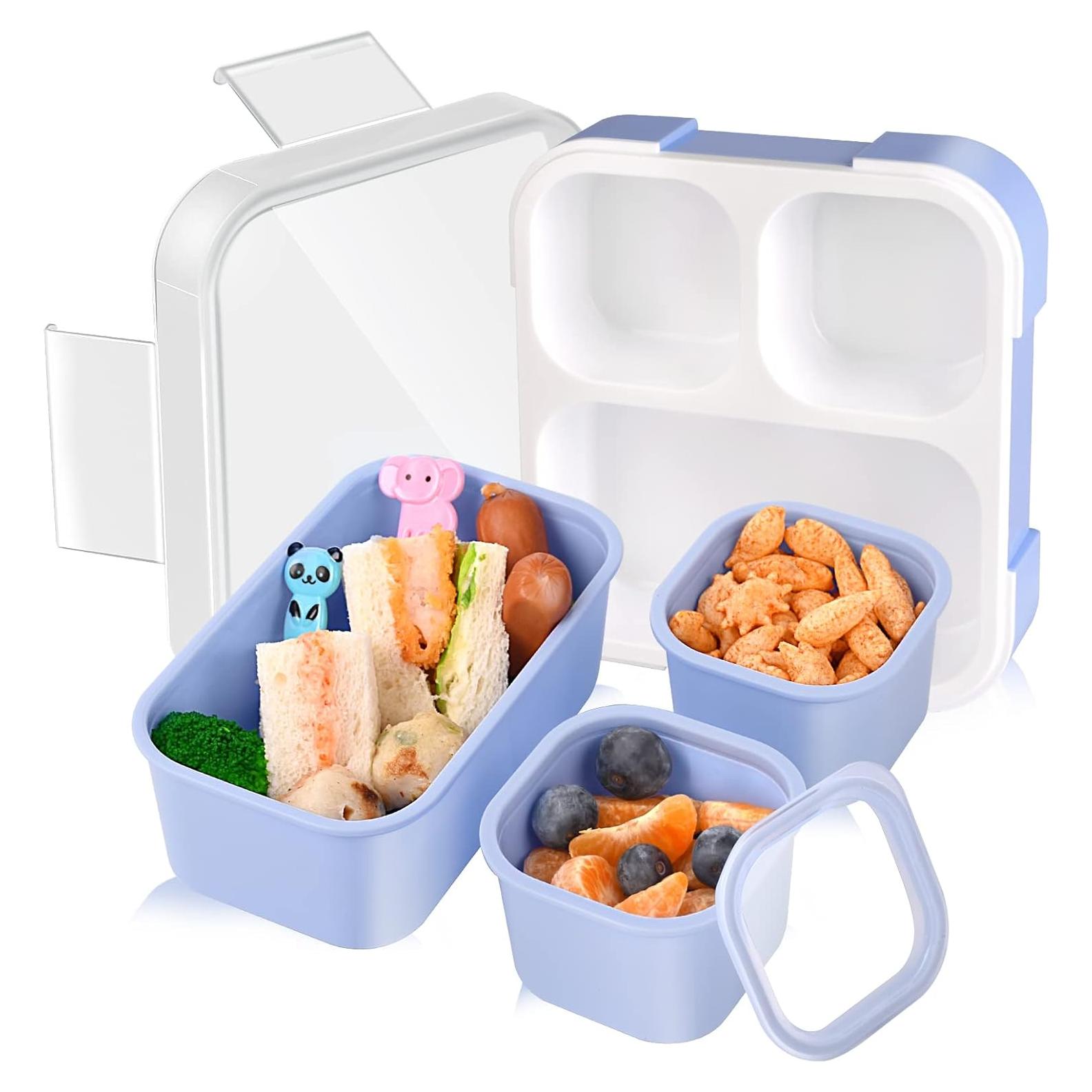 Genteen Caja de Almuerzo para Niños Azul 3 Compartimentos