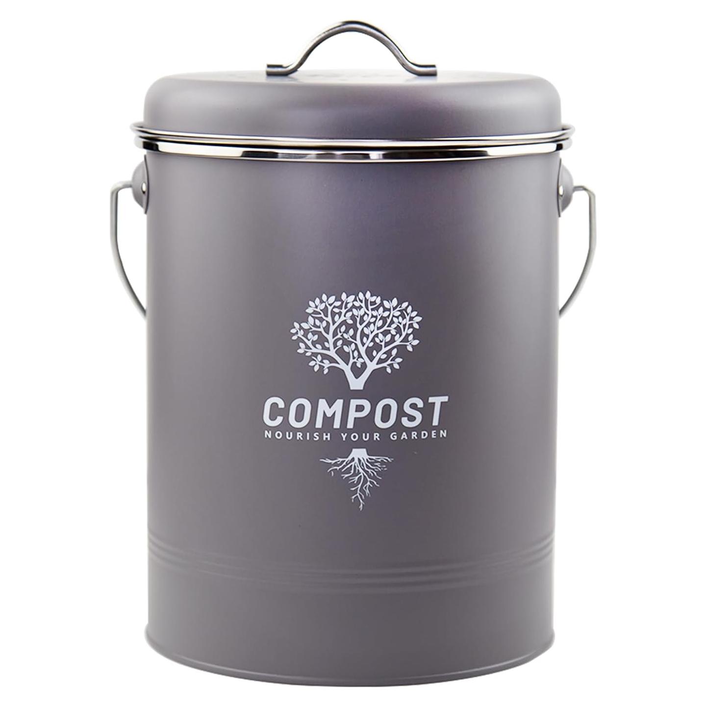 Contenedor de Compostaje Holismo 4.92L Gris Resistente a Olores