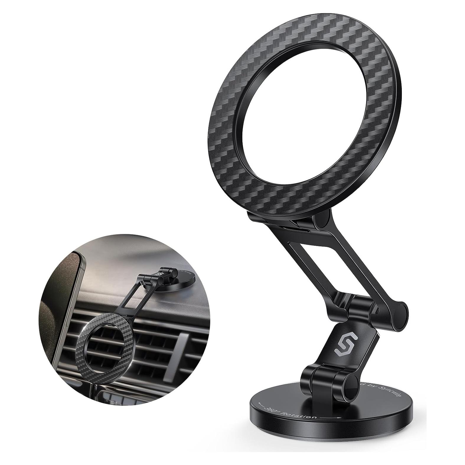 Soporte Magnético para Coche SYNCWIRE MagSafe 360° Fibra de Carbono