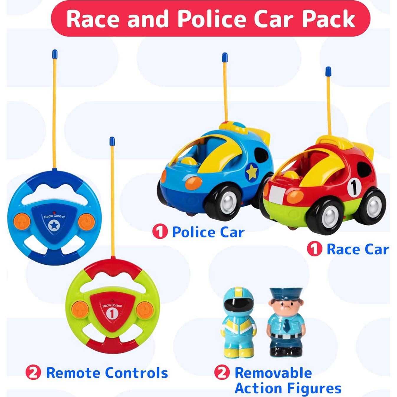 Coches RC Prextex - Paquete de 2 Policías y Carreras