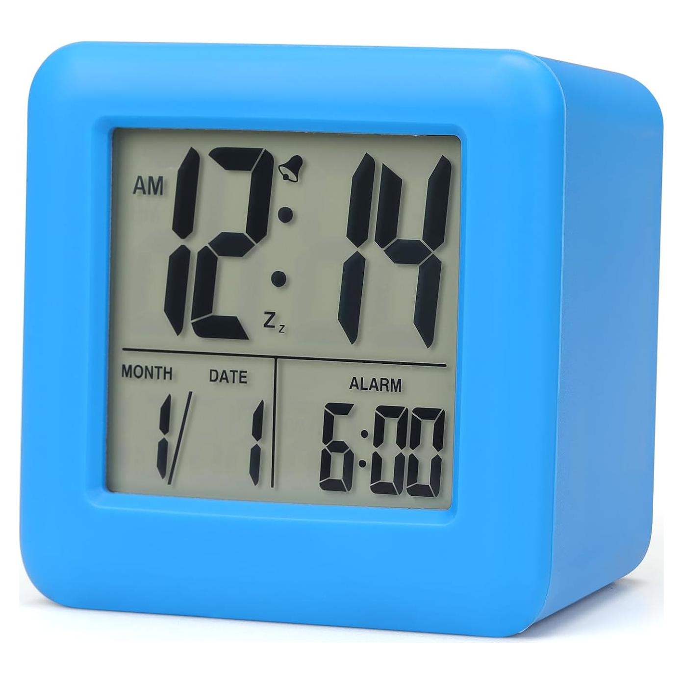 Reloj Despertador Digital MOOFAN Azul con Luz Nocturna