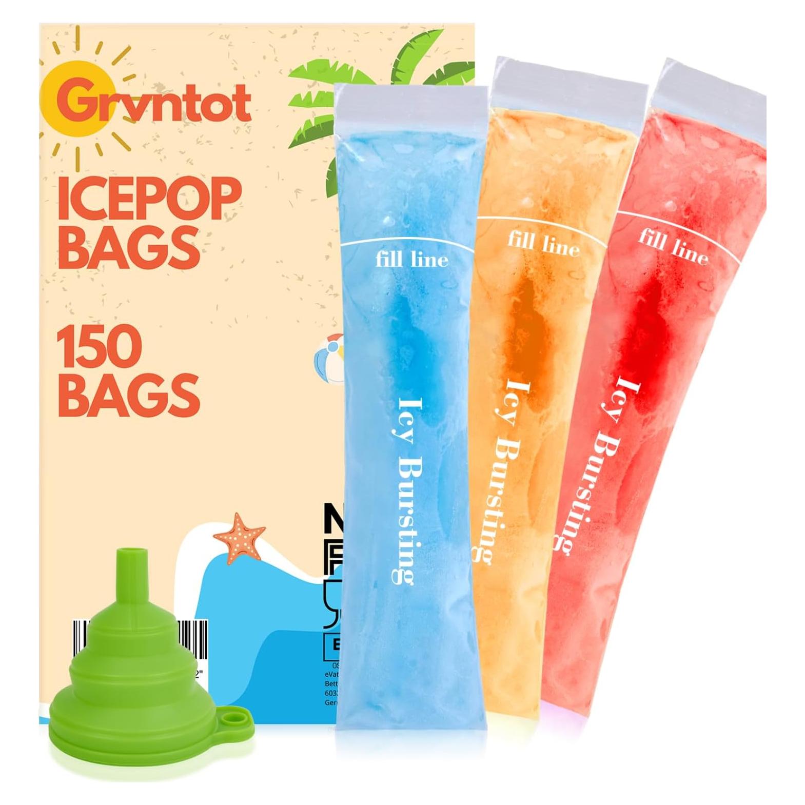 150 Bolsas Desechables para Paletas de Hielo Grvntot 20.32x5.08 cm