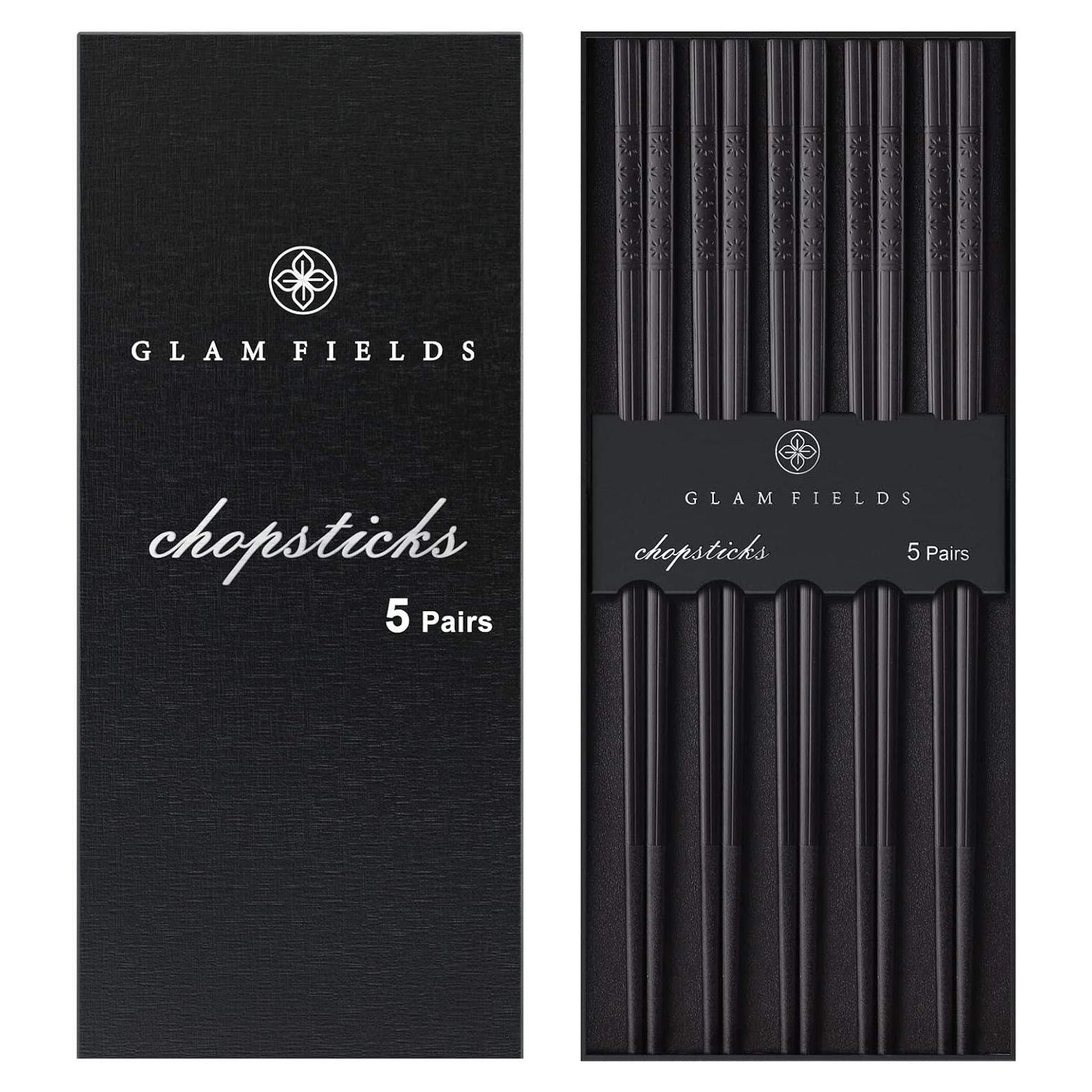 Palillos Reutilizables GLAMFIELDS Negros 24.1 cm Antideslizantes