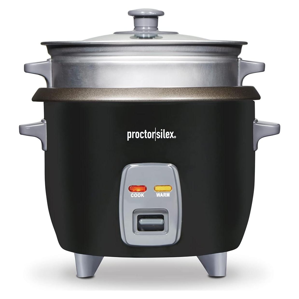 Cocedor de Arroz y Vaporera Proctor Silex 6 Tazas Negro