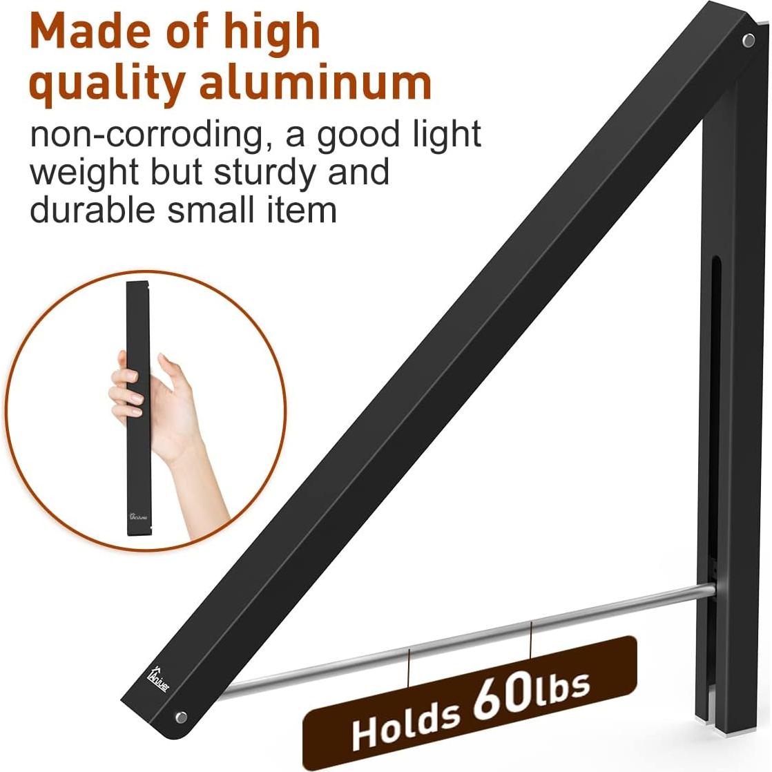 Perchero Plegable de Pared Anjuer - Aluminio Negro 32x29 cm