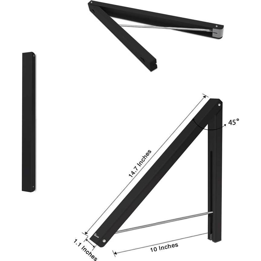 Perchero Plegable de Pared Anjuer - Aluminio Negro 32x29 cm