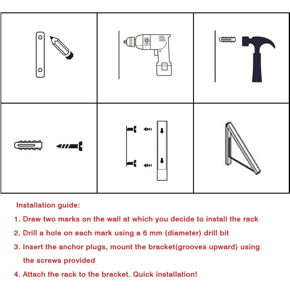 Perchero Plegable de Pared Anjuer - Aluminio Negro 32x29 cm