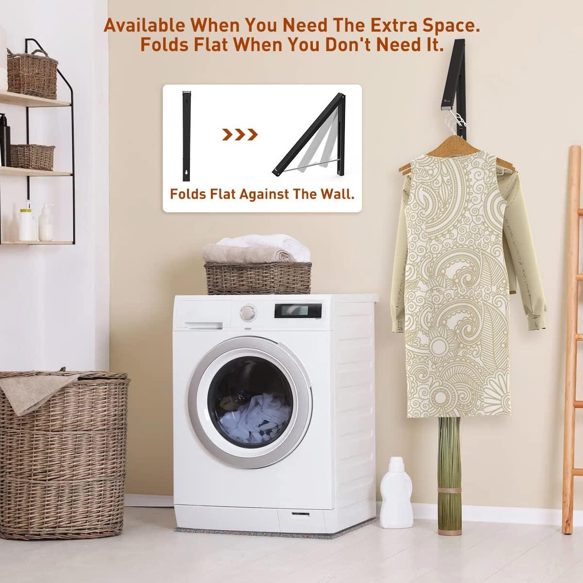 Perchero Plegable de Pared Anjuer - Aluminio Negro 32x29 cm