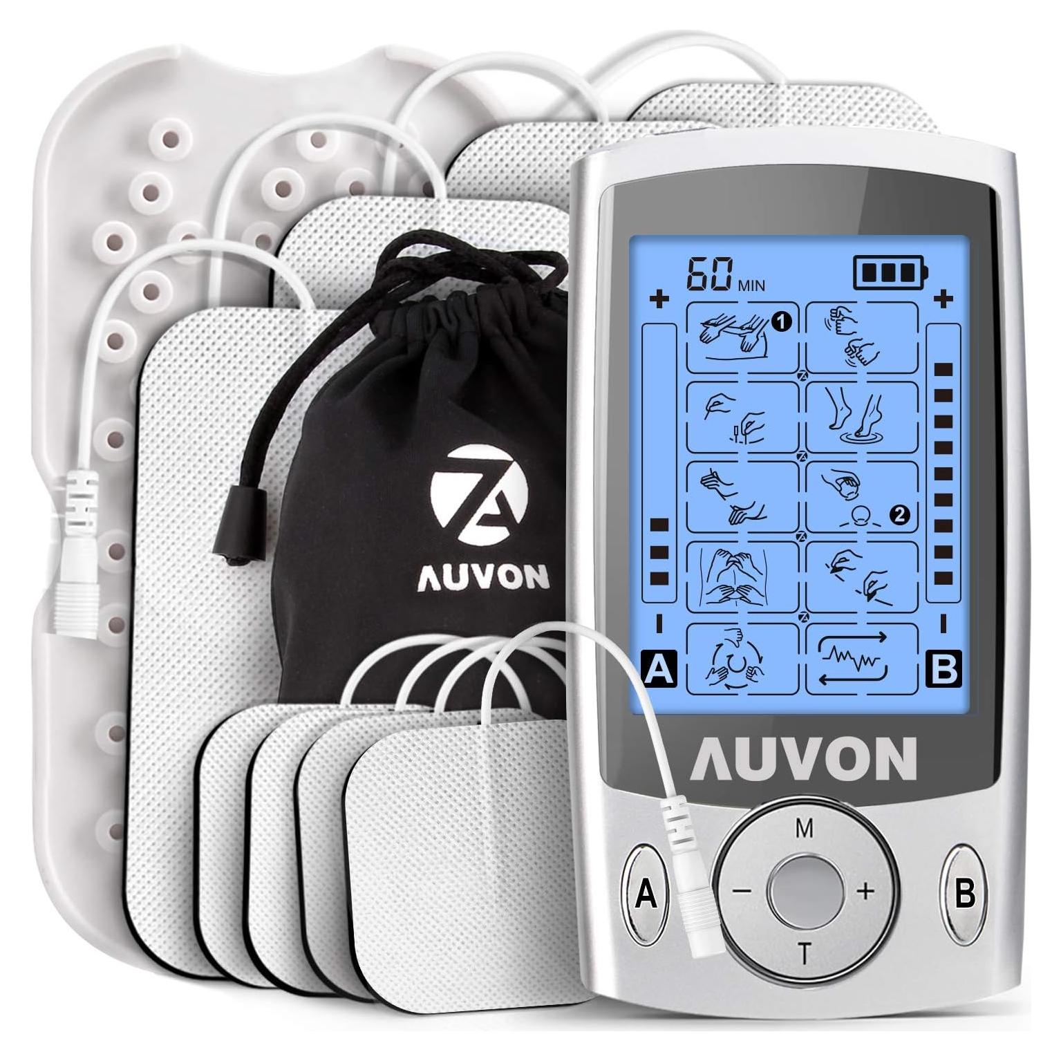 AUVON Estimulador Muscular TENS Doble Canal 20 Modos