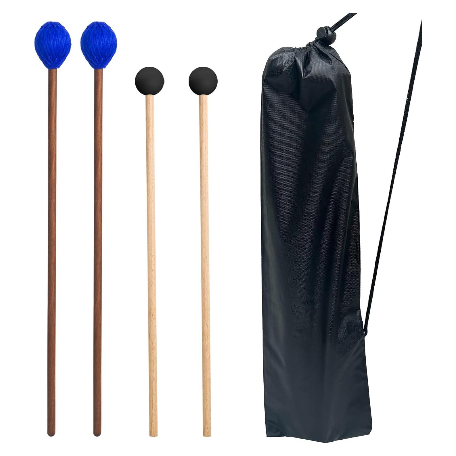 Kit de Mazos de Tambor Gdwsm-4M2 - 2 Pares de Goma y Hilo