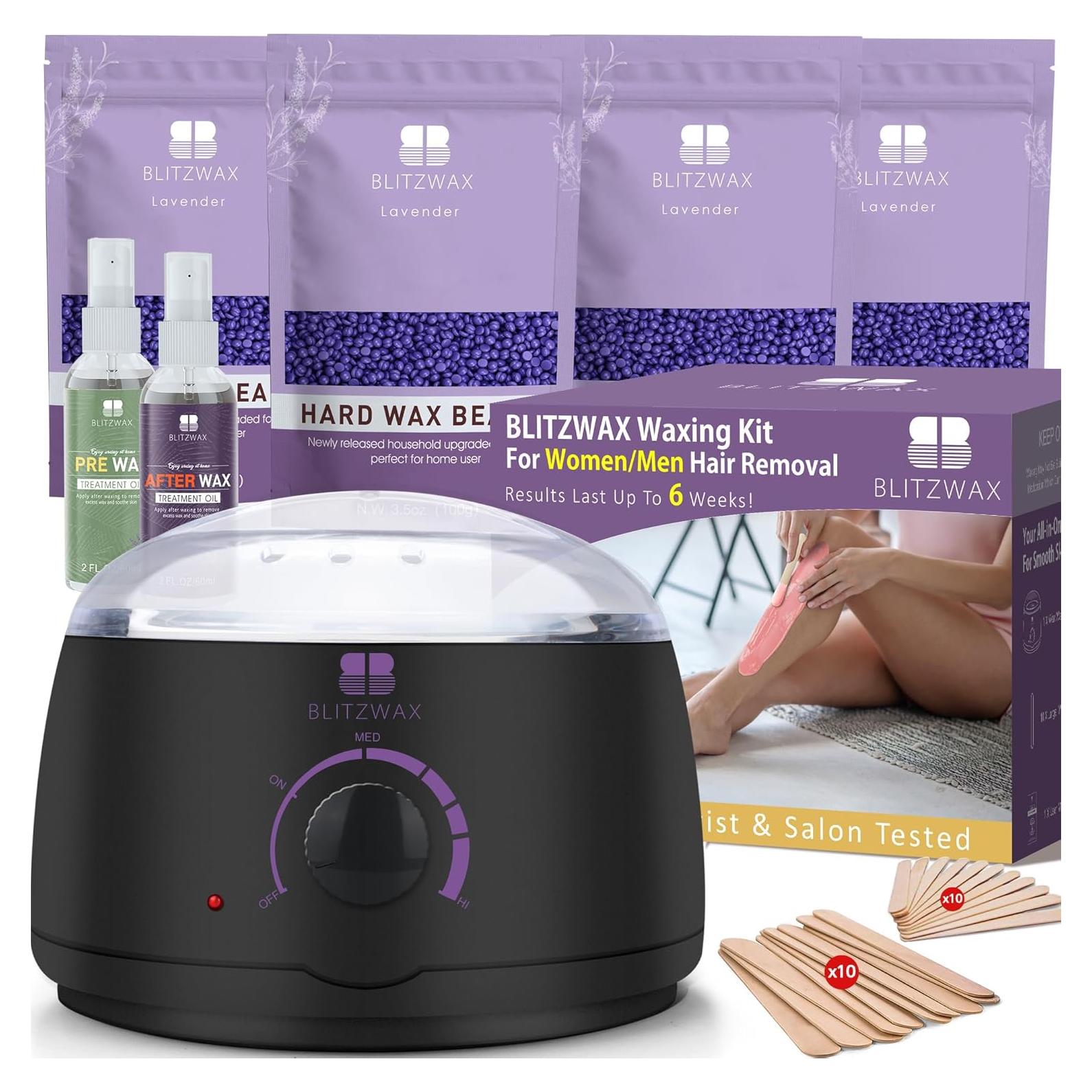 Kit de Depilación BLITZWAX con Calentador de Cera y 28 Accesorios
