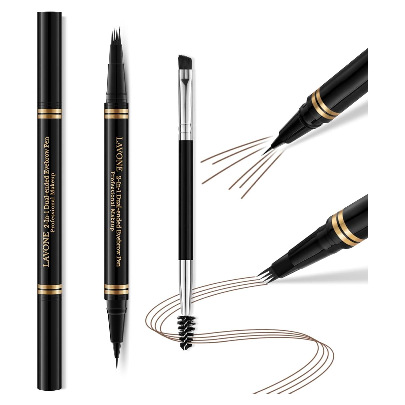 Lápiz de Cejas LAVONE 2-en-1 Microblading Marrón Oscuro