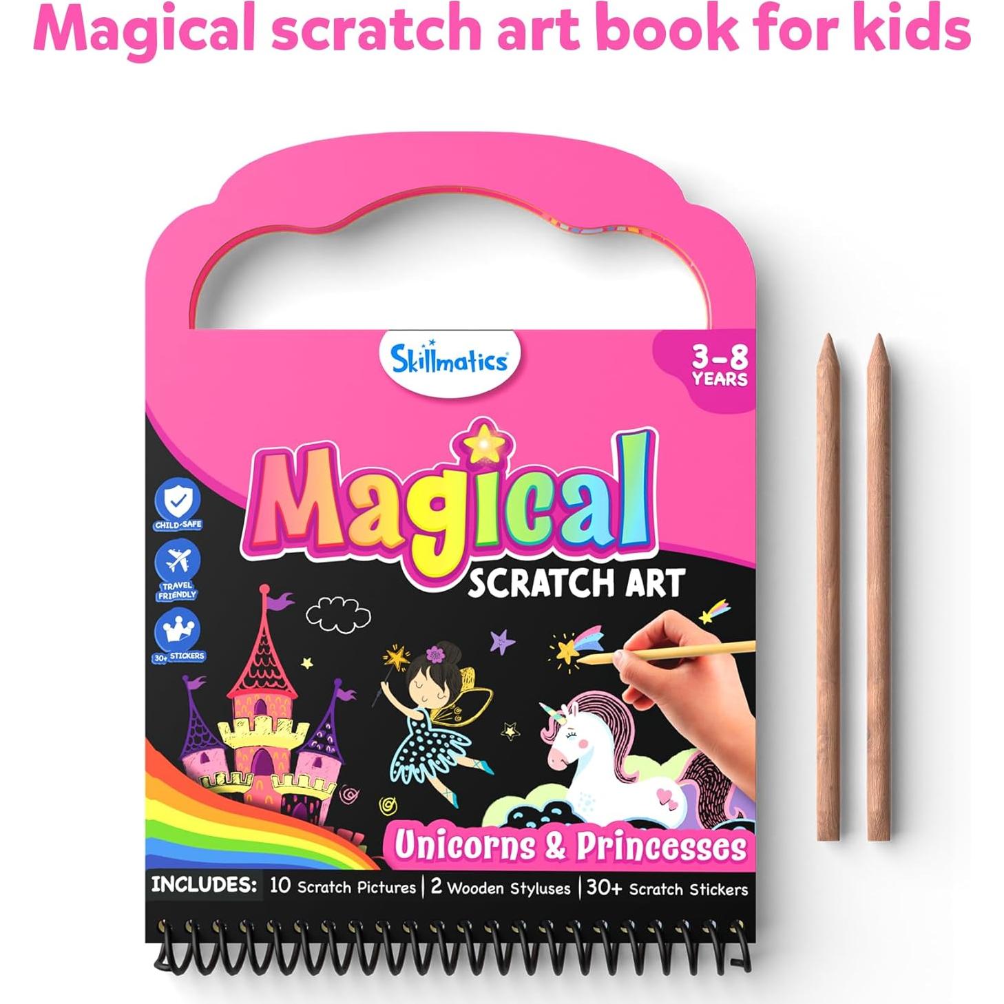 Libro de Arte para Rascar Skillmatics - Unicornios y Princesas