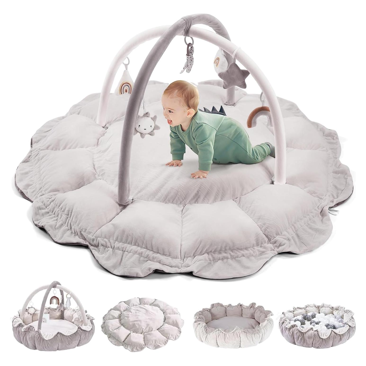 Gimnasio de Juego 5 en 1 para Bebés - Gris - 6 Juguetes