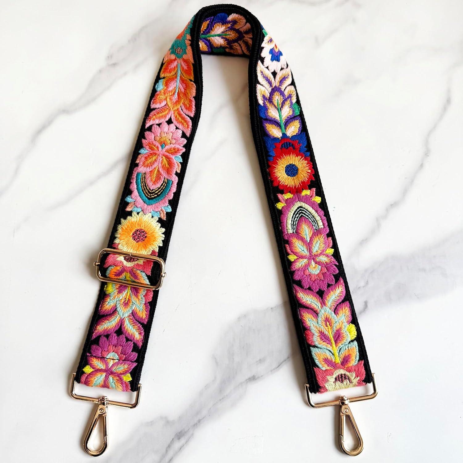 Correa de bolso ajustable TCOMVEZ con bordado floral 5 cm