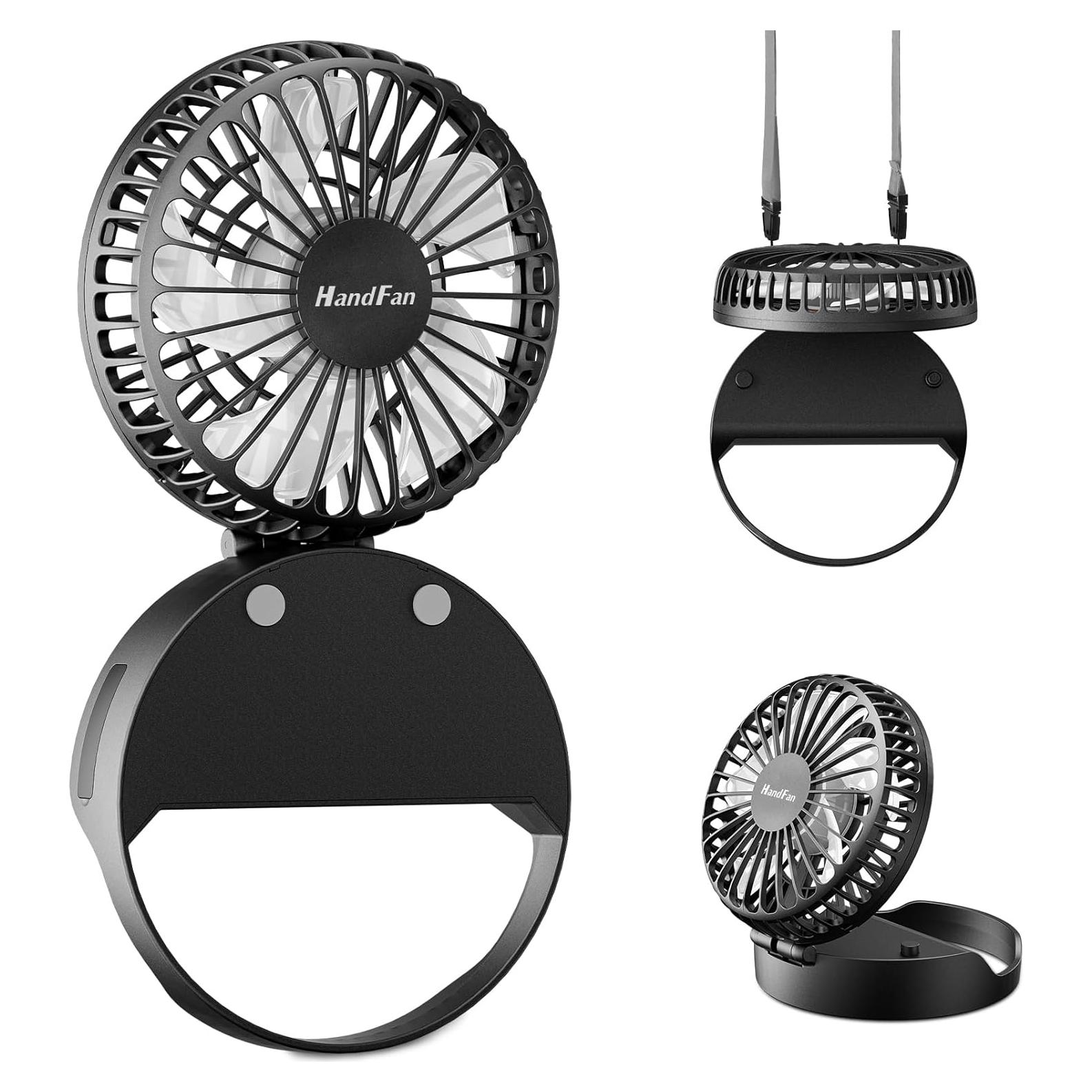 Ventilador de Mano Ventilador HF-331B Recargable 3 en 1 Negro