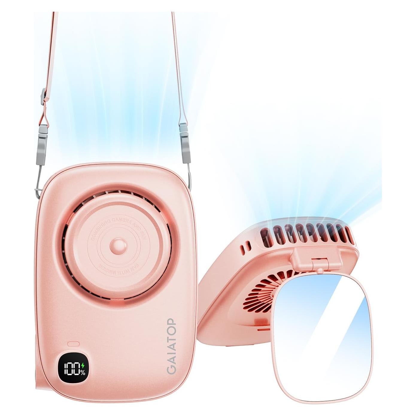 Ventilador de Cuello Gaiatop Rosa Recargable 3 Velocidades