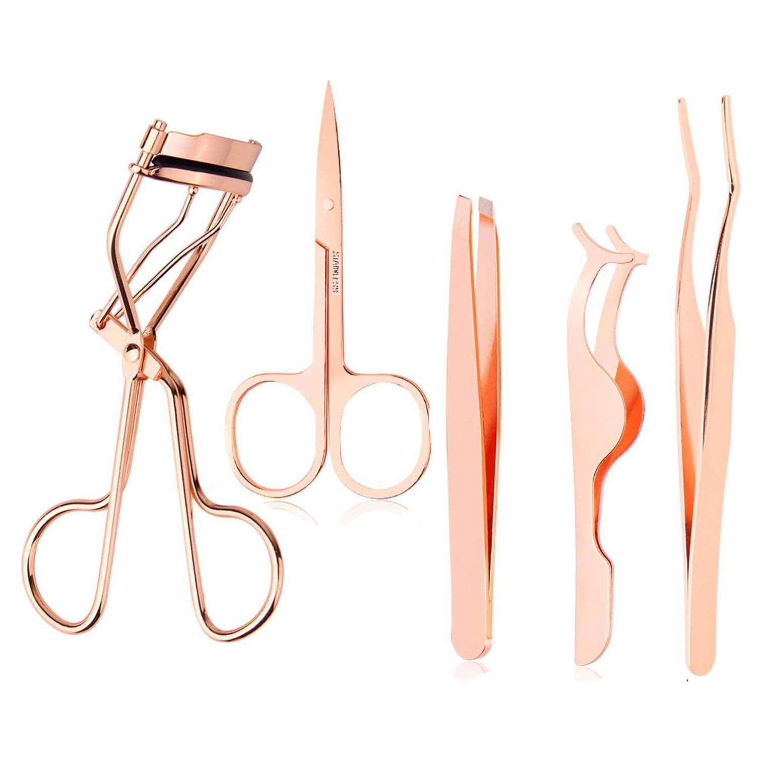 Kit de Herramientas para Pestañas Arroyner 5 Piezas Dorado Rosa