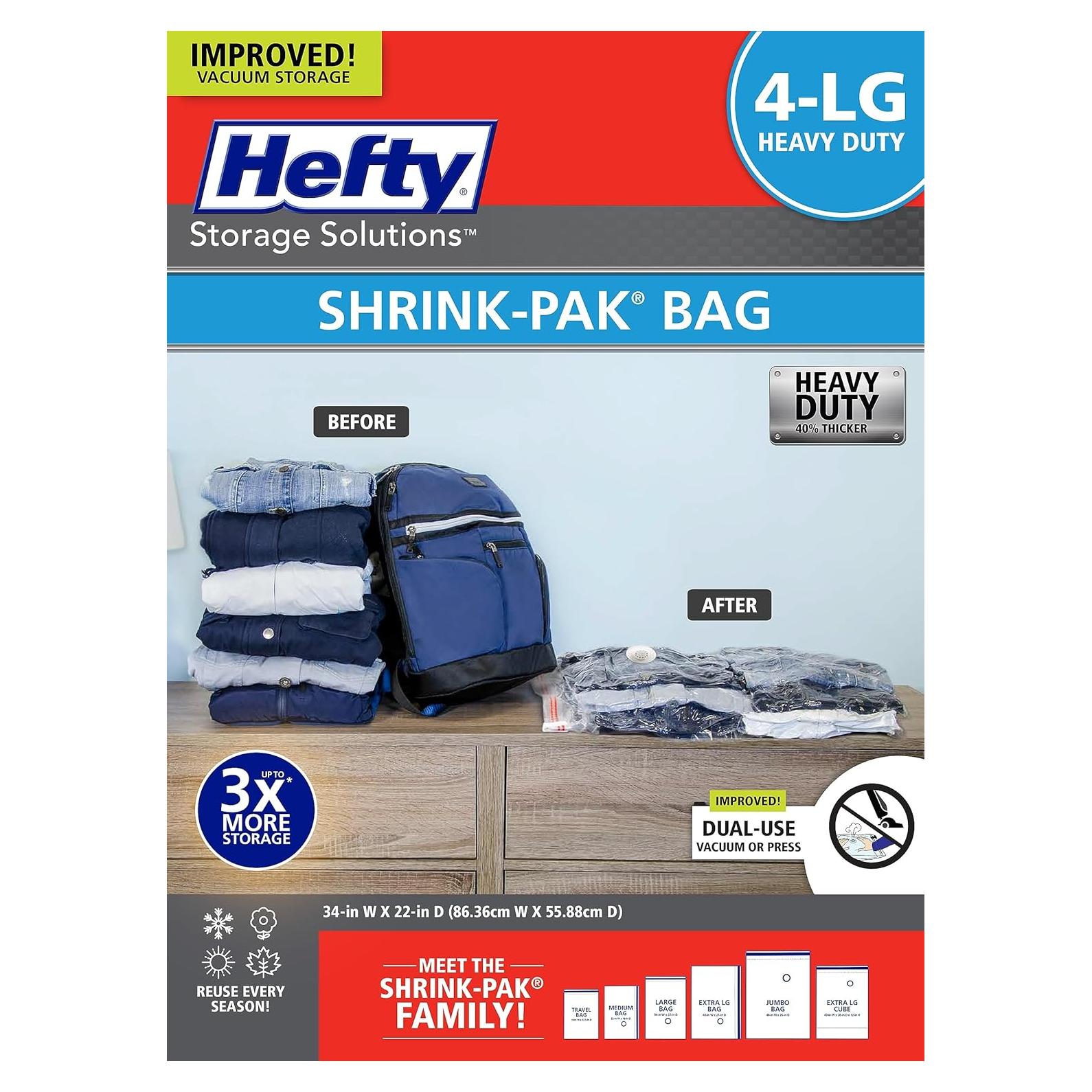 Bolsas de Almacenamiento al Vacío Hefty SHRINK-PAK - 4 Grandes 86x56cm
