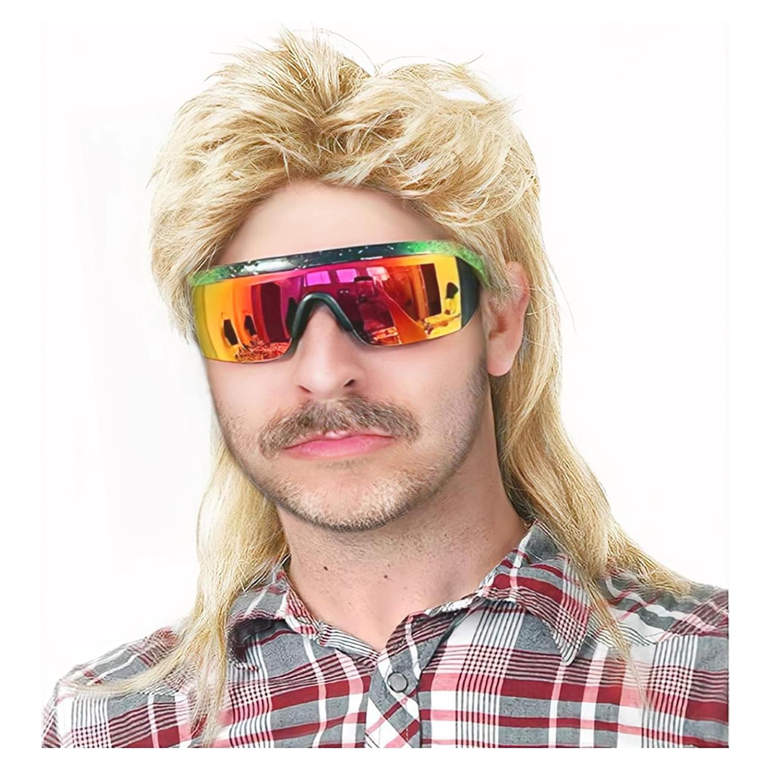 Peluca Mullet Traqur Rubia Claro para Disfraces 80s 90s