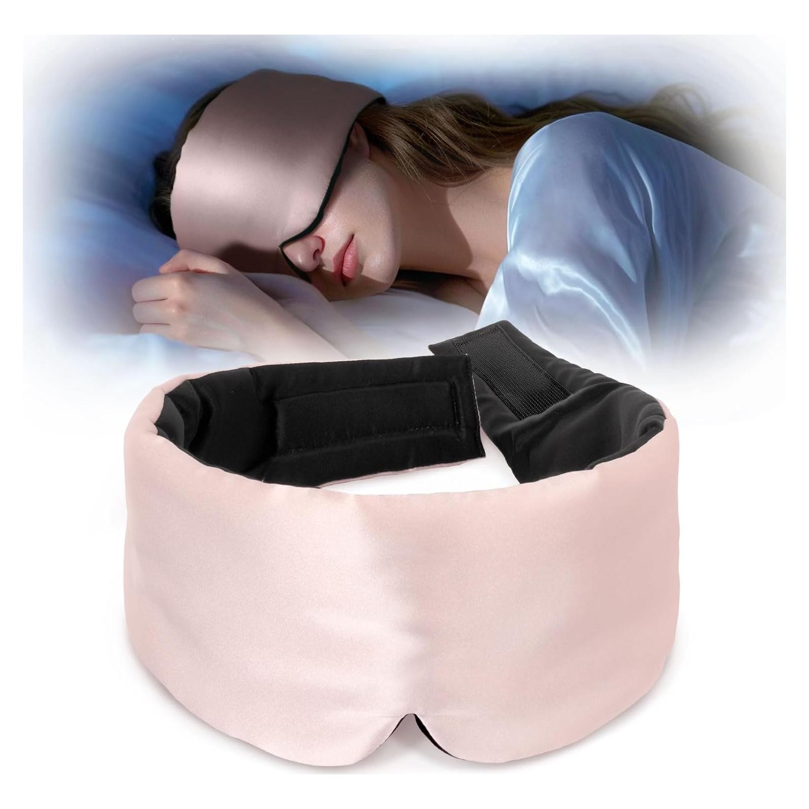 Máscara de Sueño de Seda LULUSILK Reversible Rosa y Negro