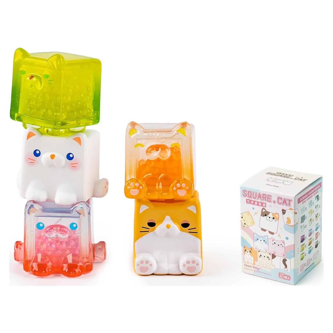 BEEMAI Paquete Sorpresa Gato Cuadrado 5 Figuras Kawaii