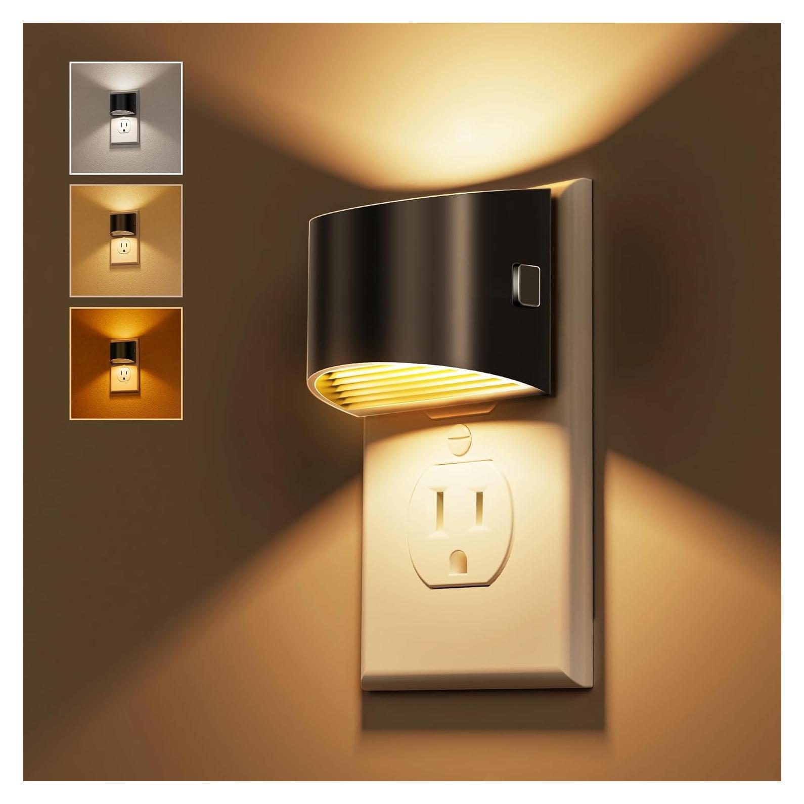 Luces Nocturnas Enchufables L LOHAS LED 1W 3CCT Negro - 2 Piezas