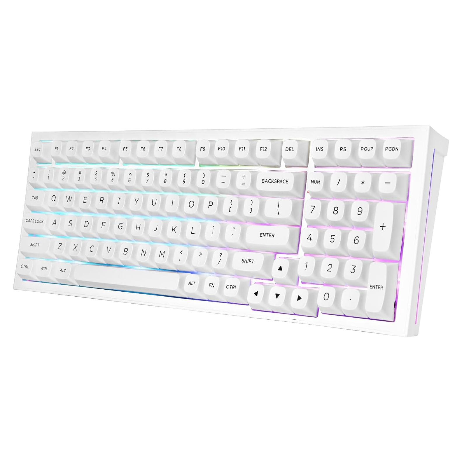 Teclado Mecánico Inalámbrico Redragon K723 Blanco RGB 99 Teclas