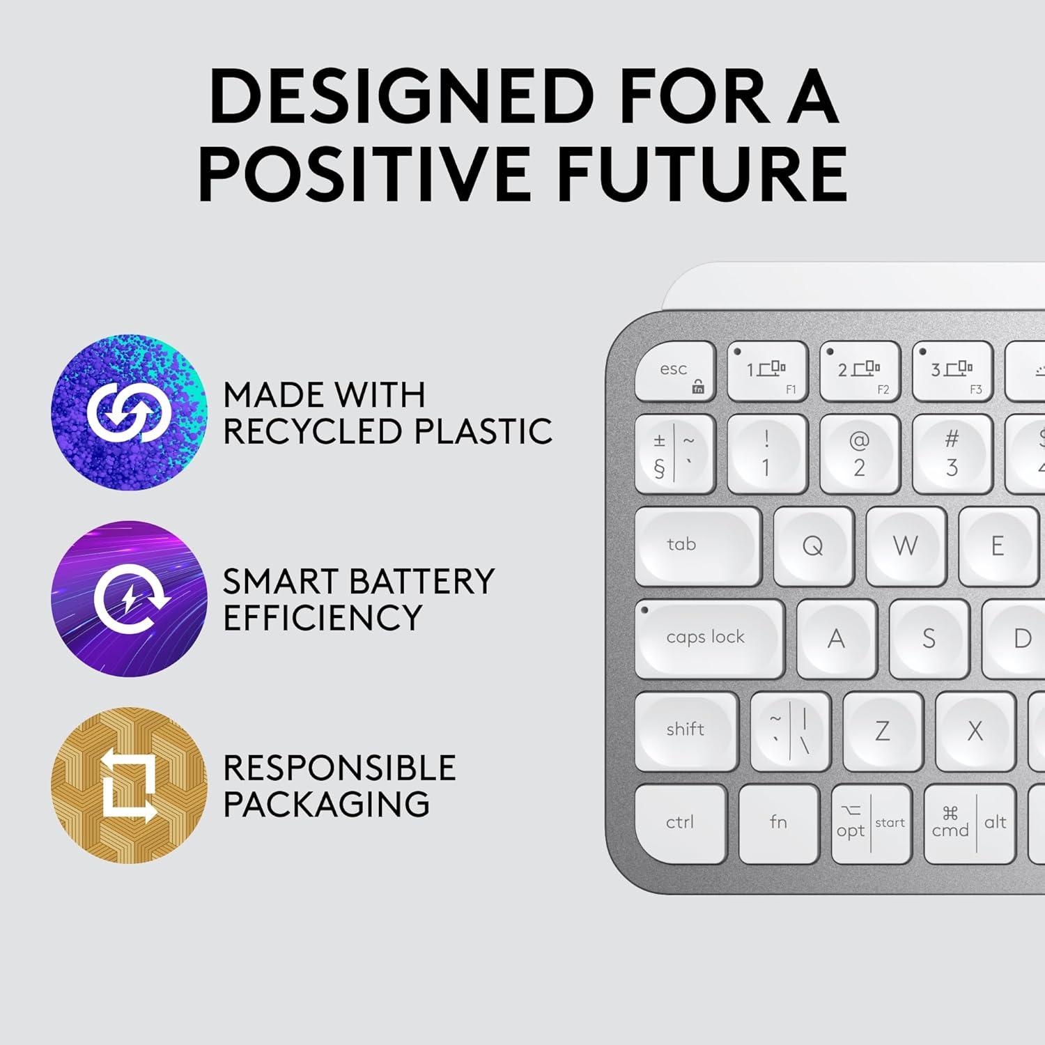 Teclado Inalámbrico Logitech MX Keys Mini Retroiluminado - Gris Pálido