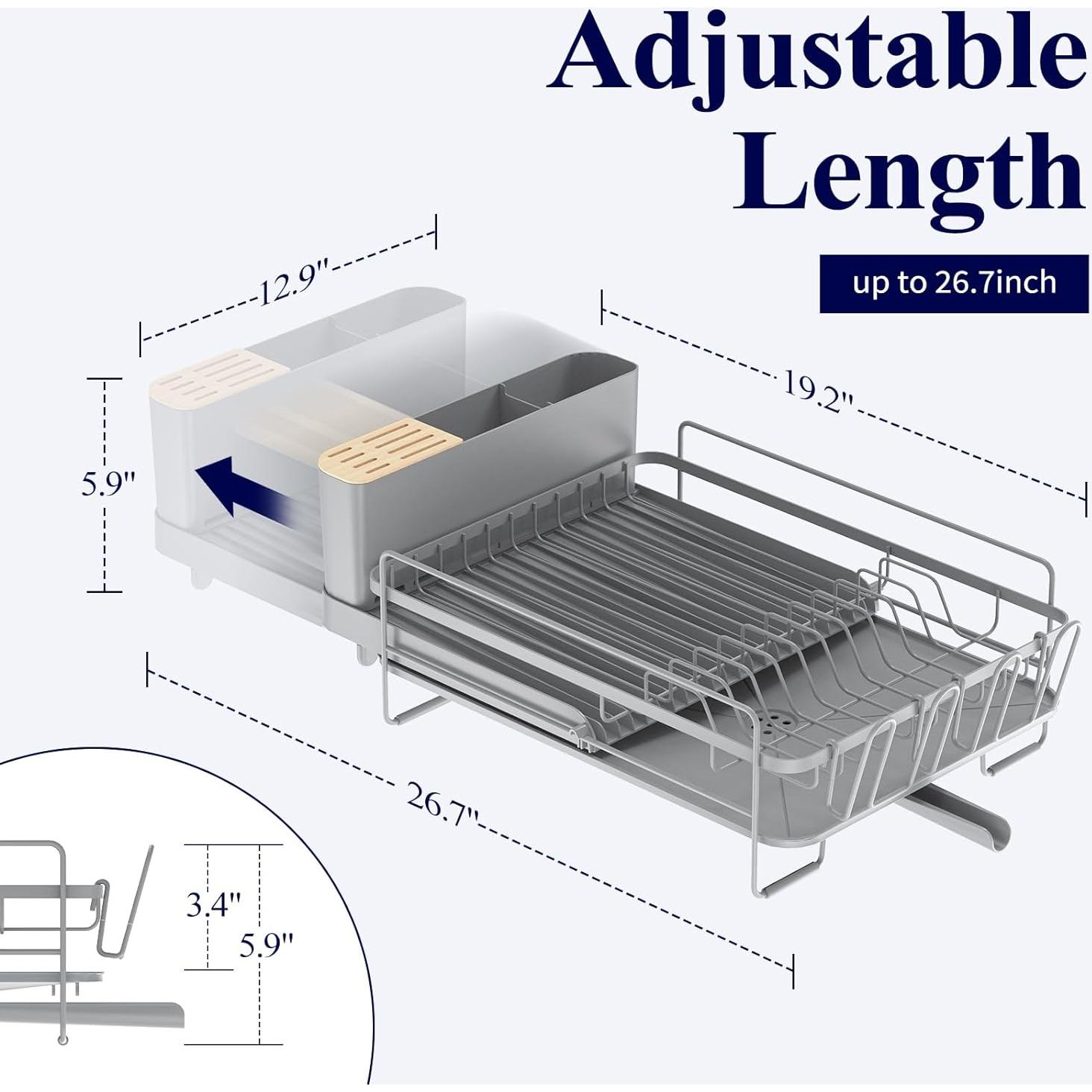 Estante para Secar Platos Kitsure Expandible 32.8x48.8-67.7 cm