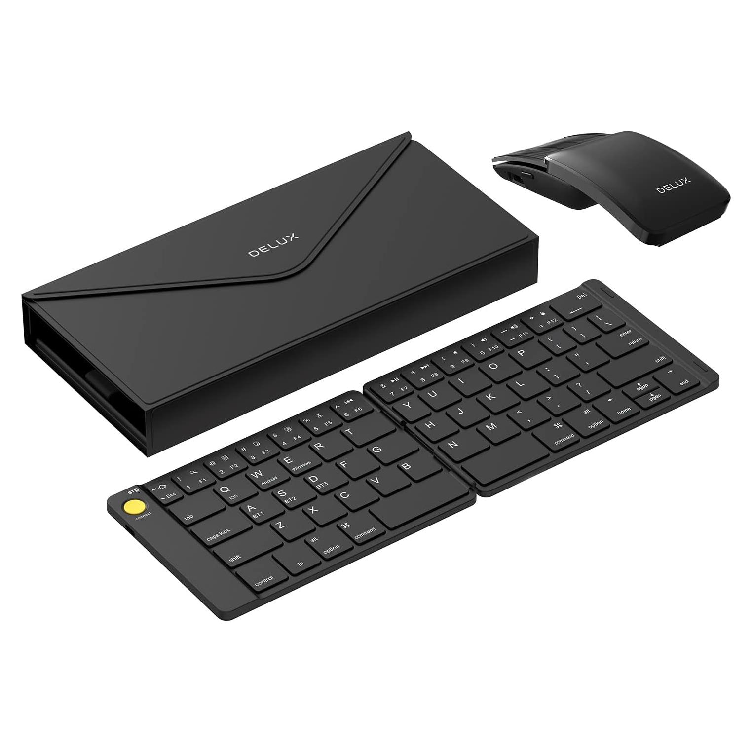 Combo Teclado y Ratón Inalámbricos DeLUX PockCombo Negro