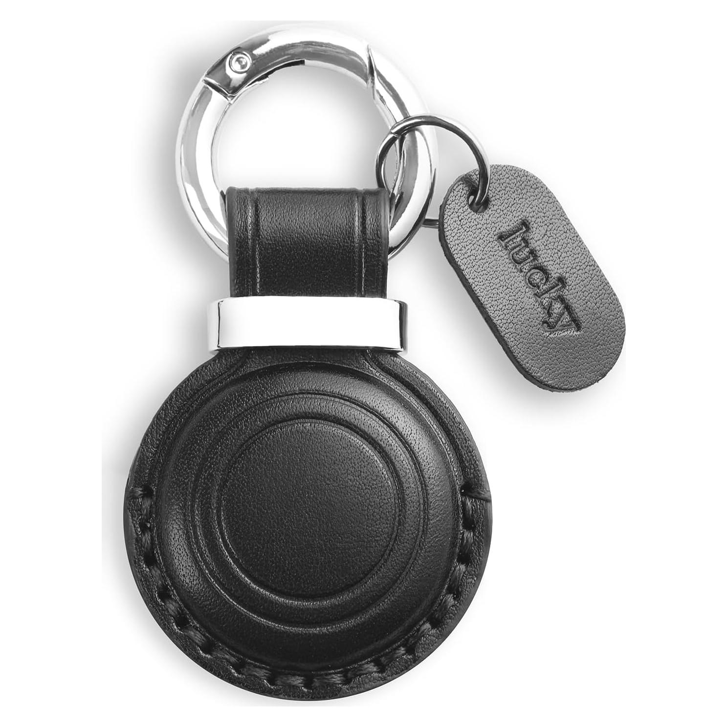 Soporte de llavero de cuero Jayanes para AirTag - Negro