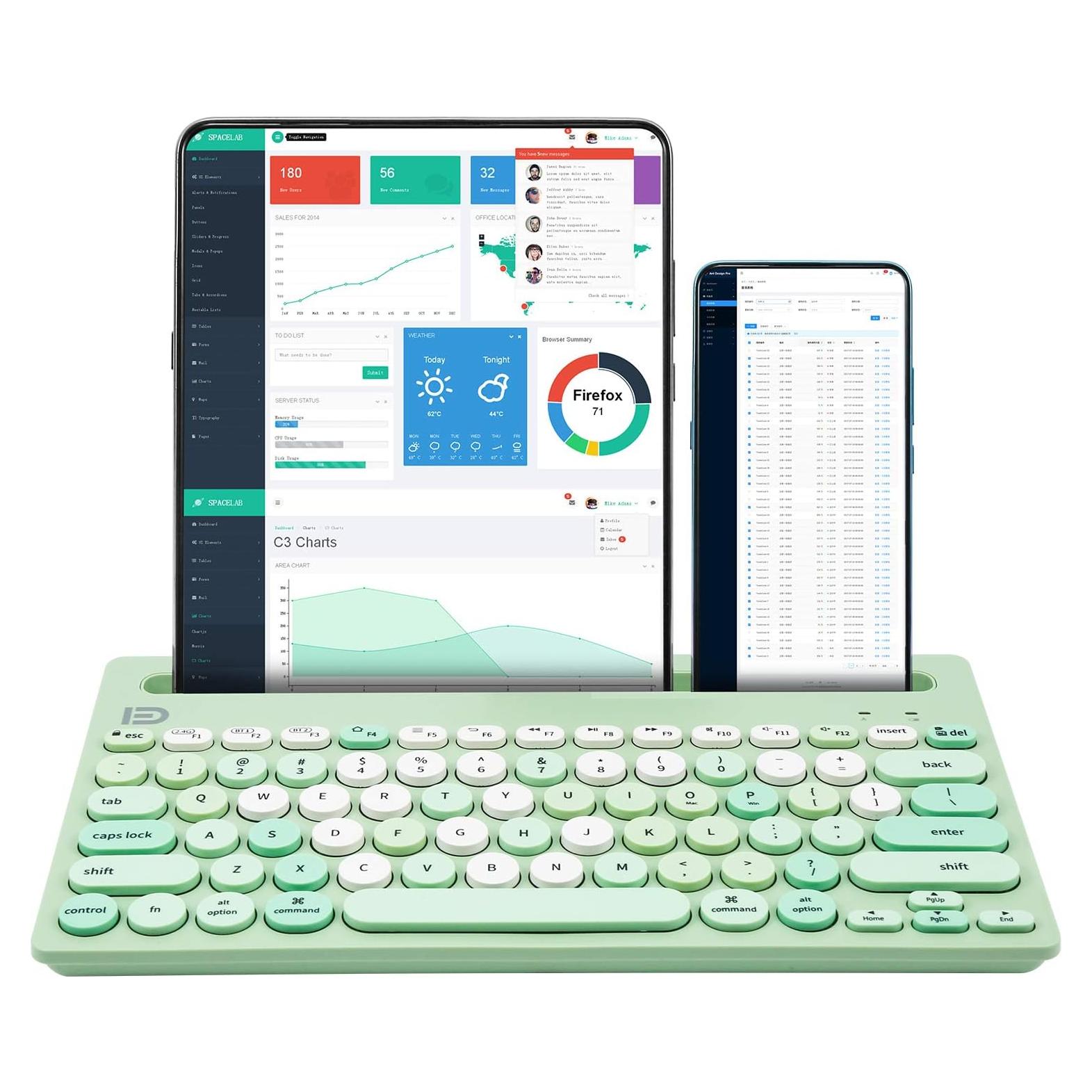 Teclado Inalámbrico HUO JI Bluetooth 5.0 Verde Multi-Dispositivo