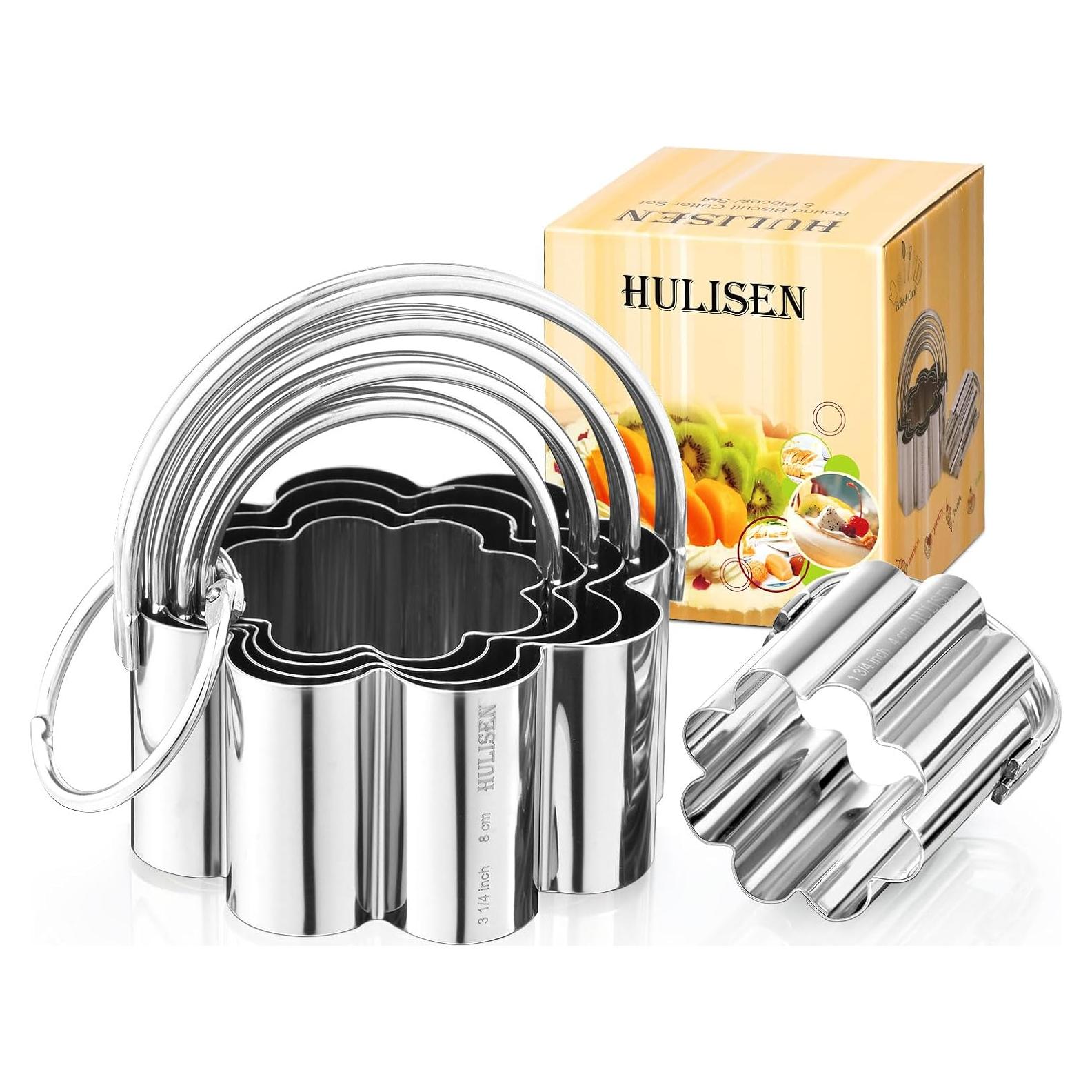 Juego de Cortadores de Galletas HULISEN Flor Acero Inoxidable 5 Pzas