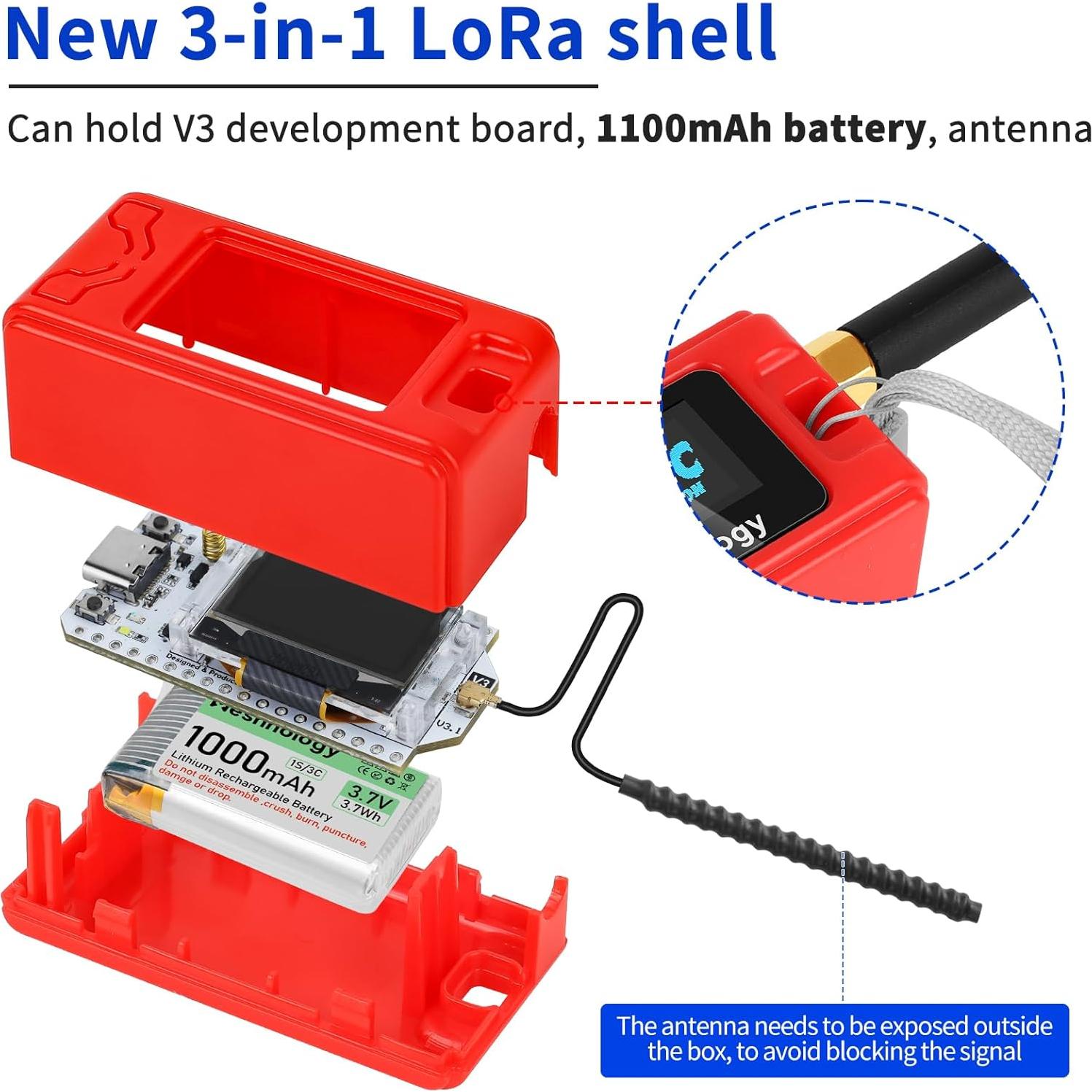 Paquete de 2 Carcasas Meshnology para ESP32 LoRa V3 con Antena y Tipo C