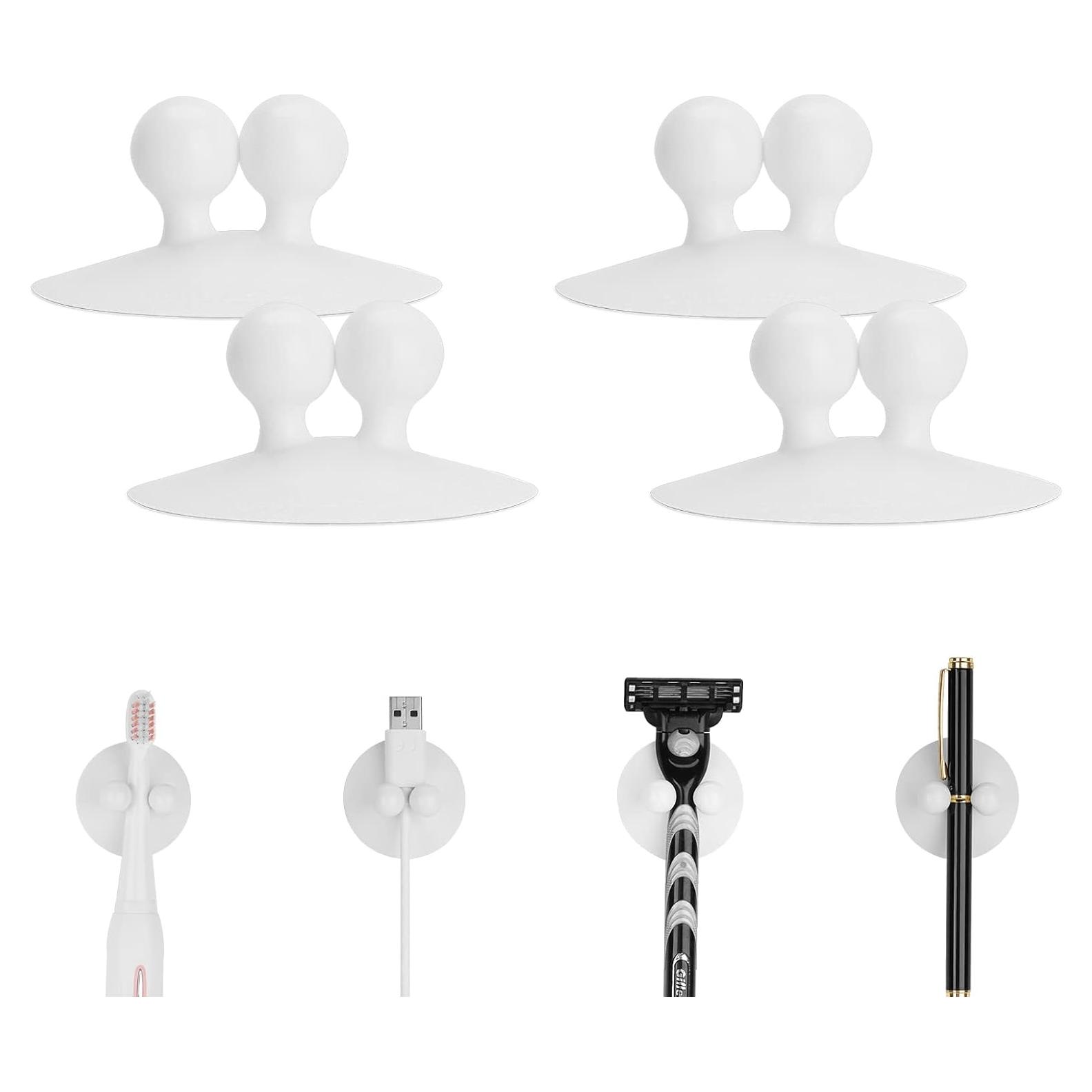 Soporte de Cepillo de Dientes con Ventosa LUEXBOX 4 Pcs Blanco