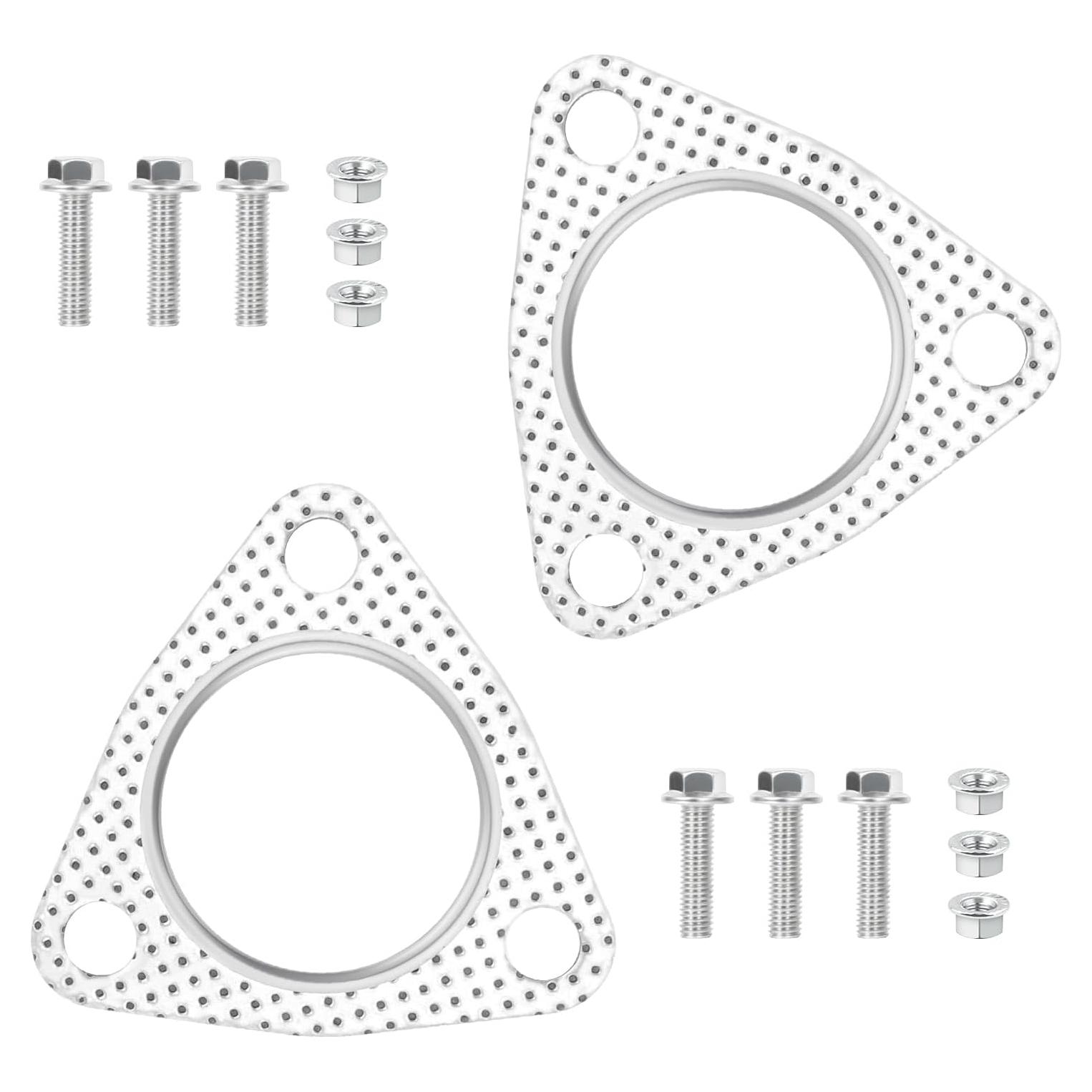 Kit de Junta de Flange de Escape Carleef 2PCS + Tornillos y Tuercas