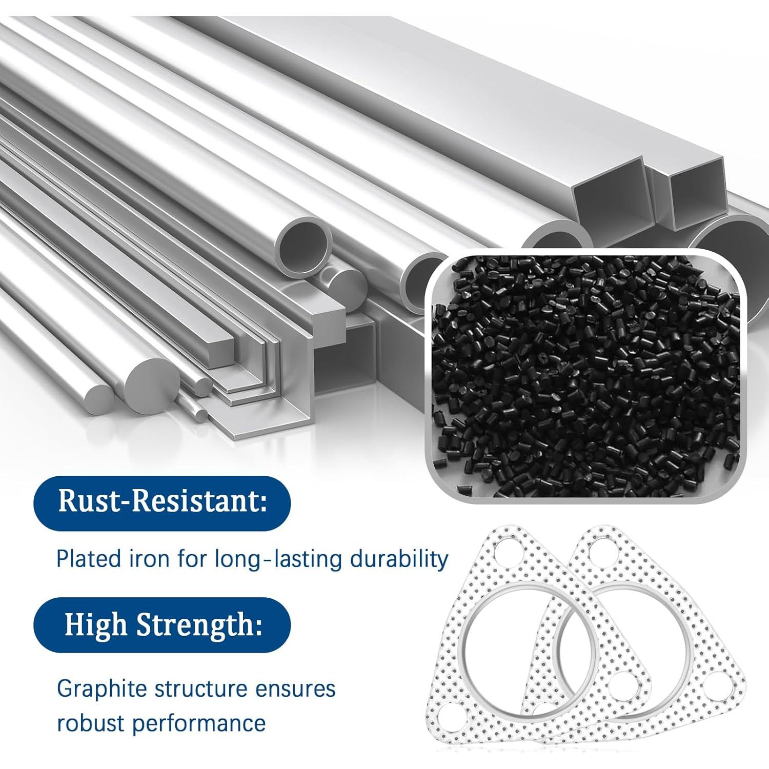 Kit de Junta de Flange de Escape Carleef 2PCS + Tornillos y Tuercas