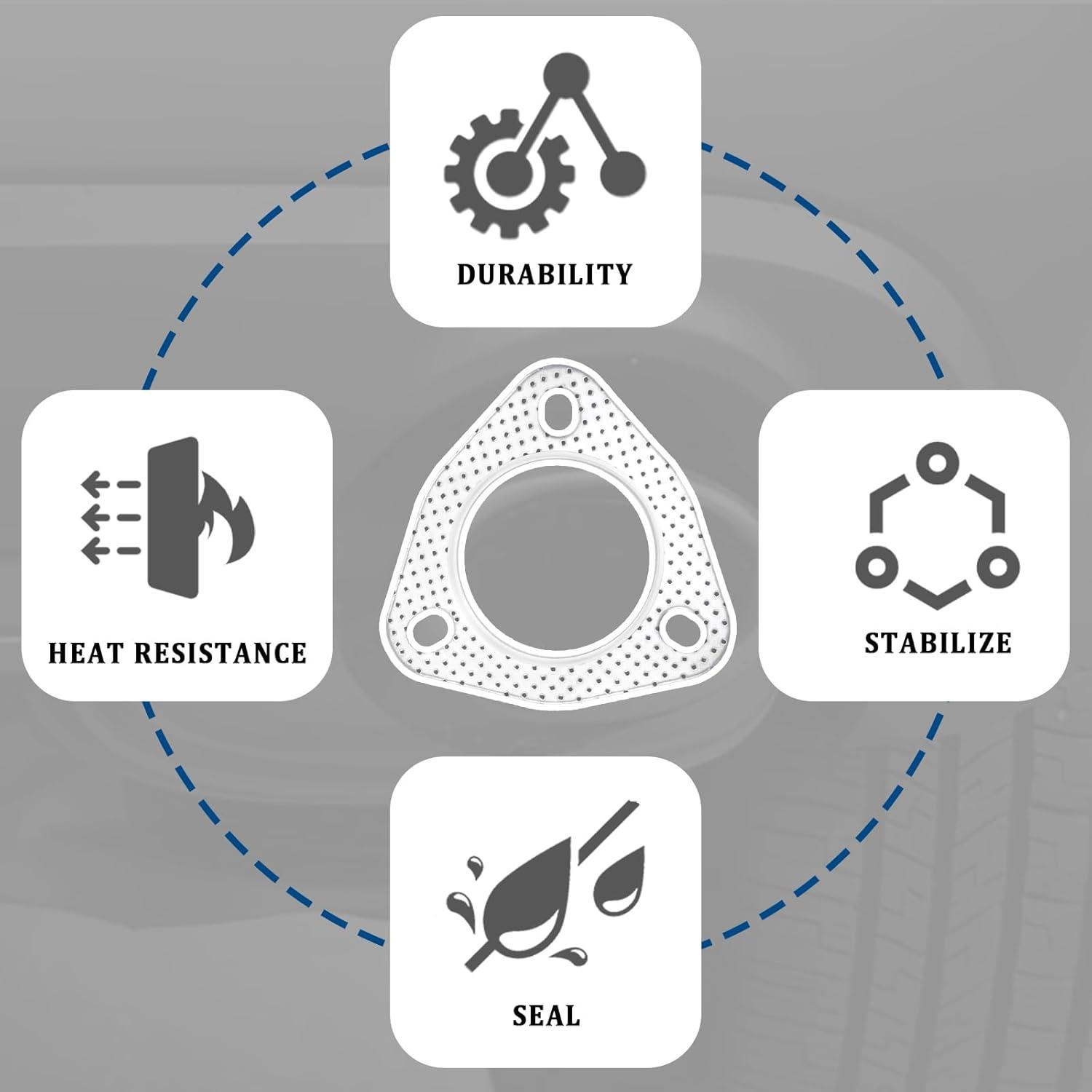 Kit de Junta de Flange de Escape Carleef 2PCS + Tornillos y Tuercas